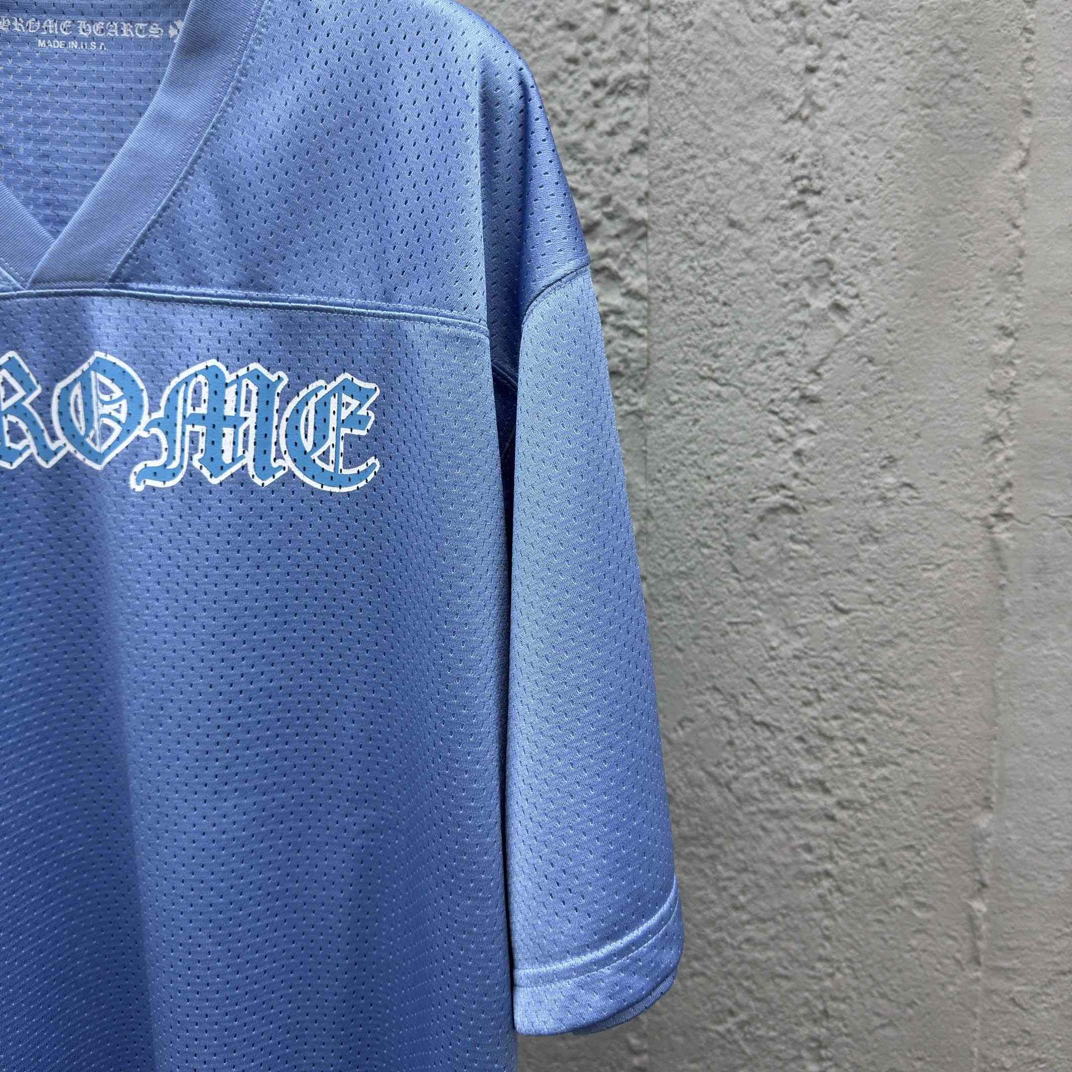 Chrome Hearts Stadium Mesh Short Sleeve Jersey Blue - DesignerGu