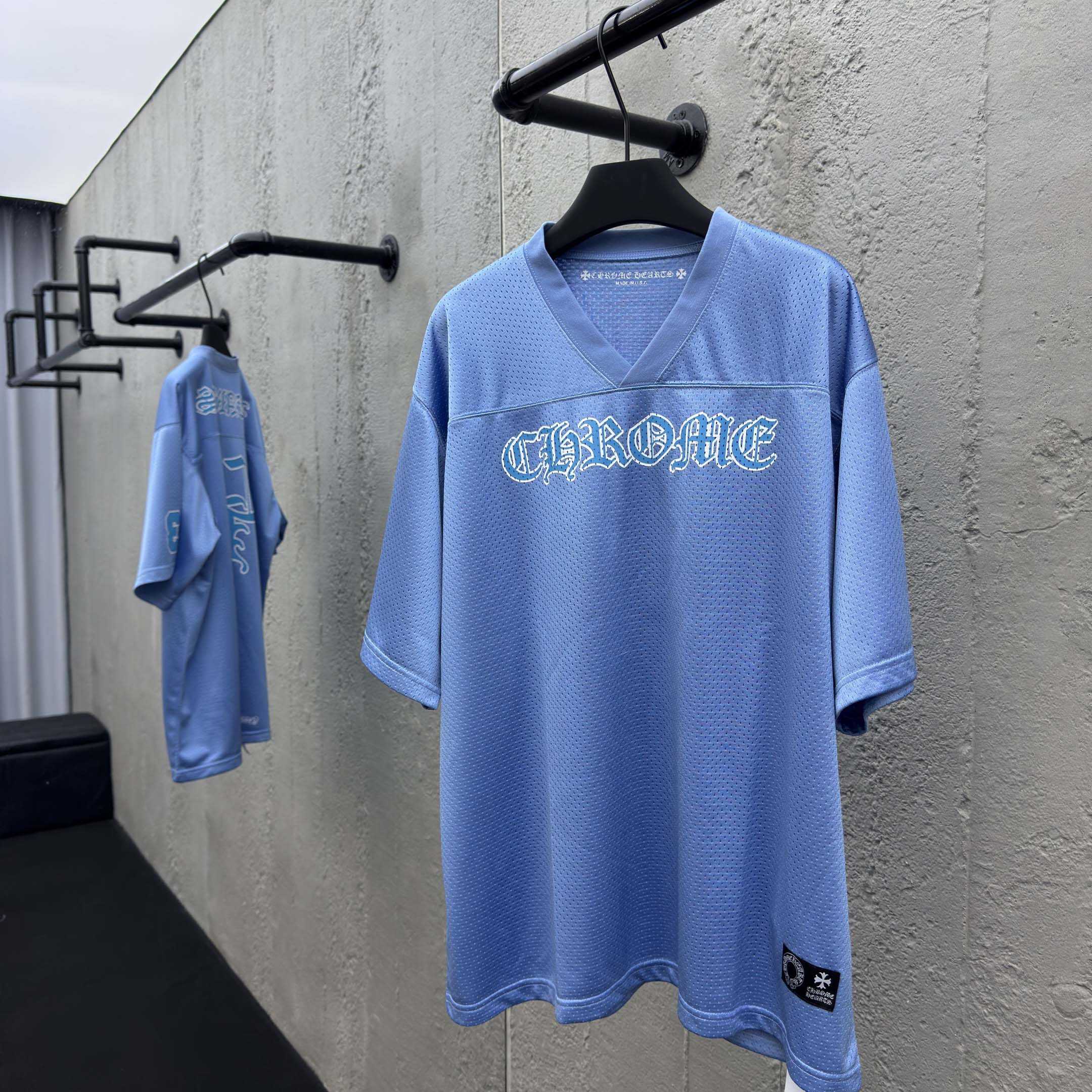 Chrome Hearts Stadium Mesh Short Sleeve Jersey Blue - DesignerGu