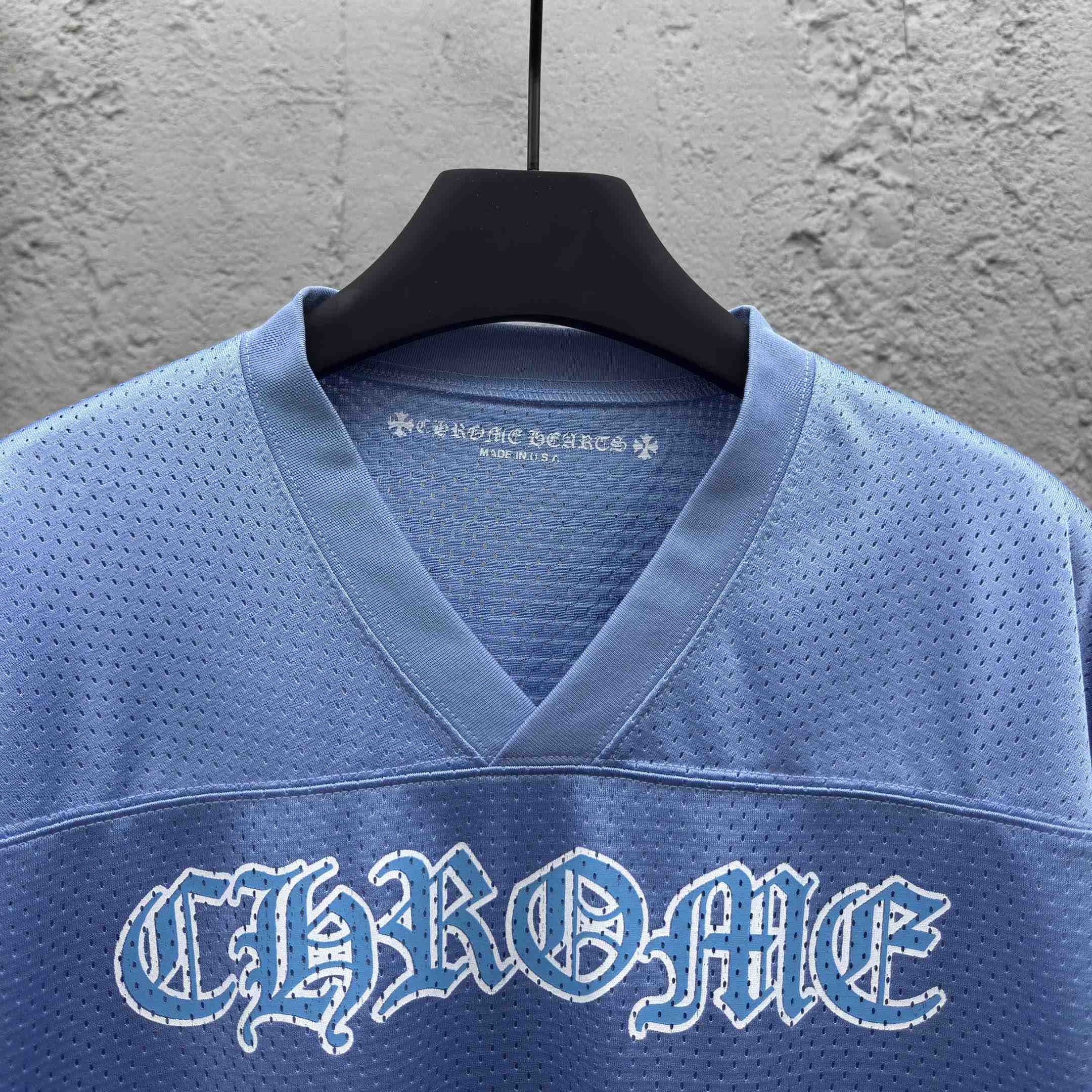 Chrome Hearts Stadium Mesh Short Sleeve Jersey Blue - DesignerGu