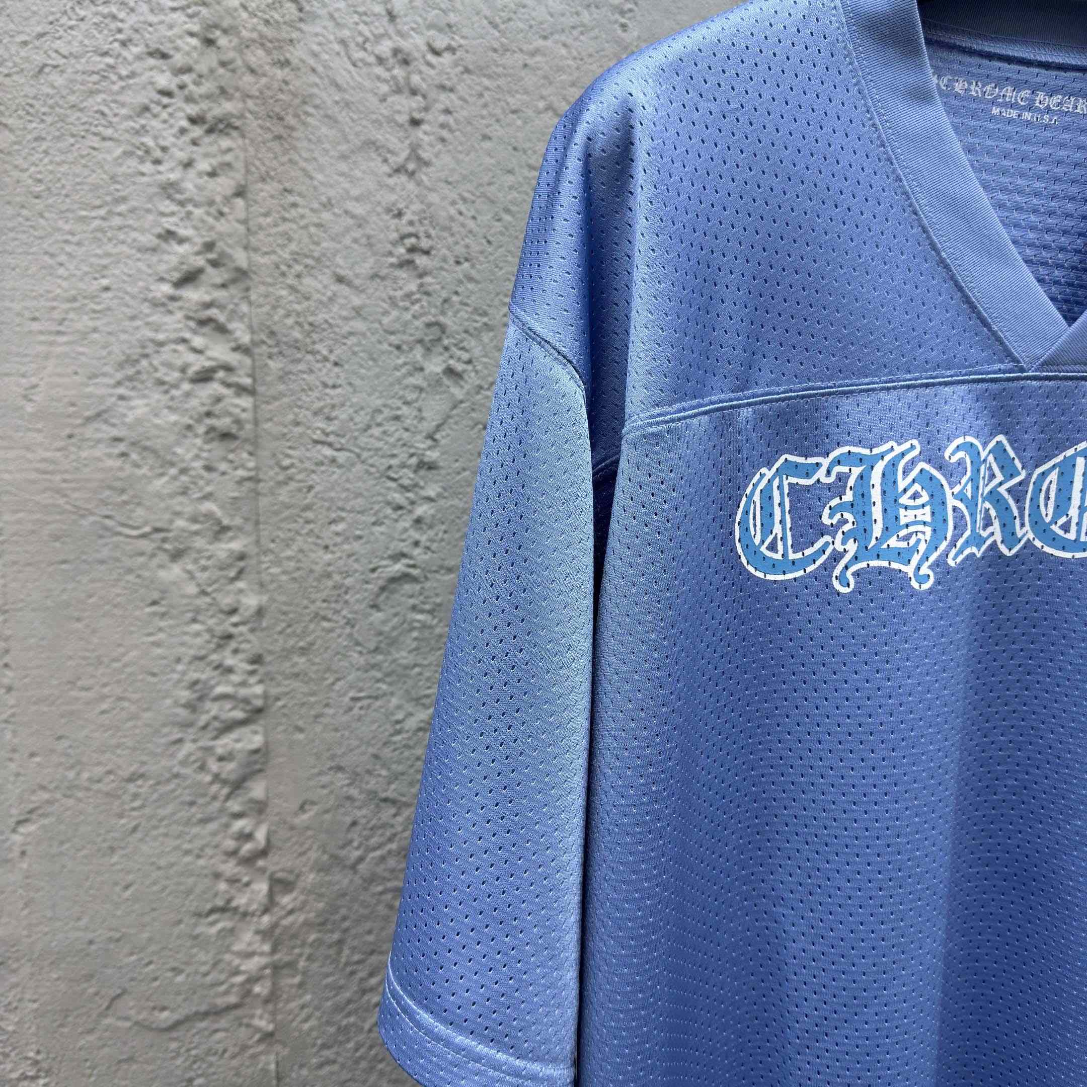 Chrome Hearts Stadium Mesh Short Sleeve Jersey Blue - DesignerGu