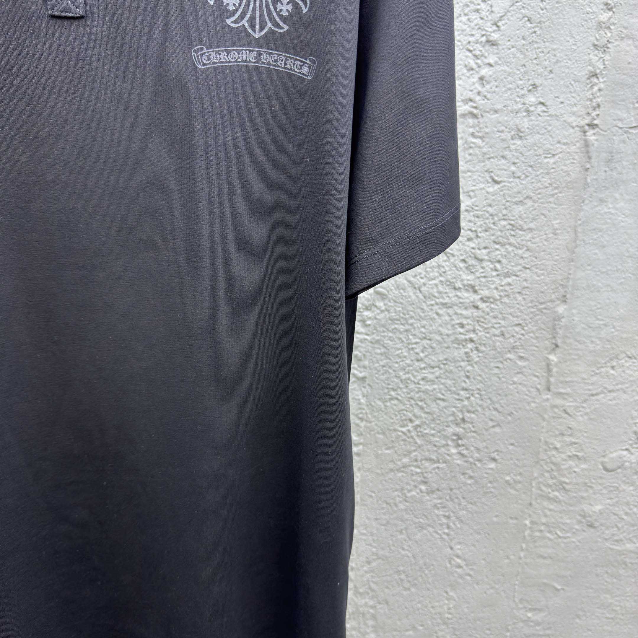 Chrome Heart Logo 3 Button Polo Tee - DesignerGu