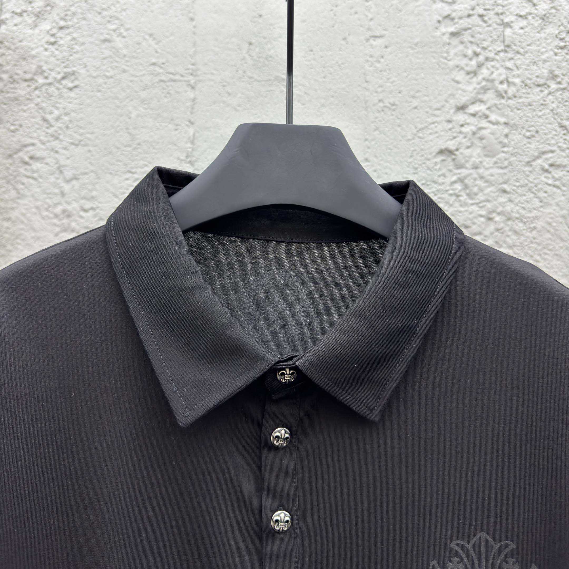 Chrome Heart Logo 3 Button Polo Tee - DesignerGu
