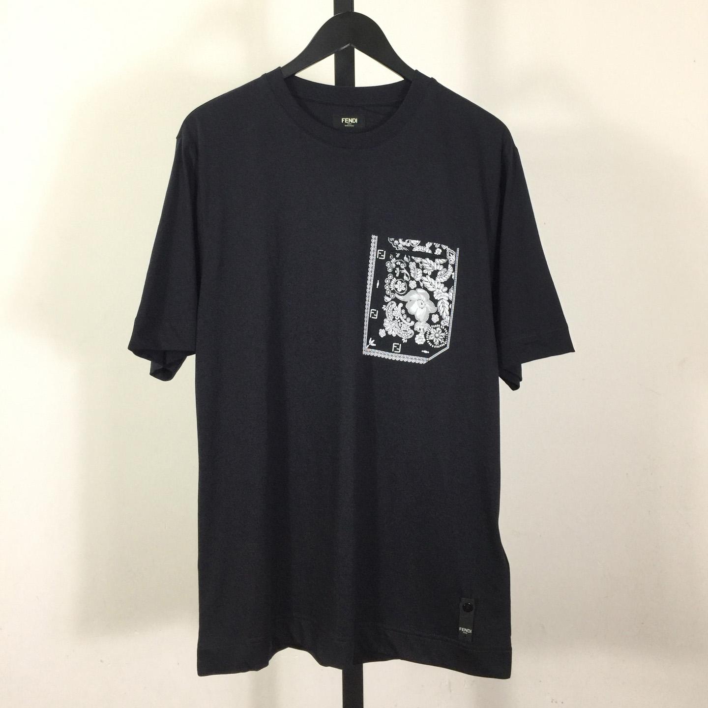 Fendi Blue Cotton T-shirt - DesignerGu