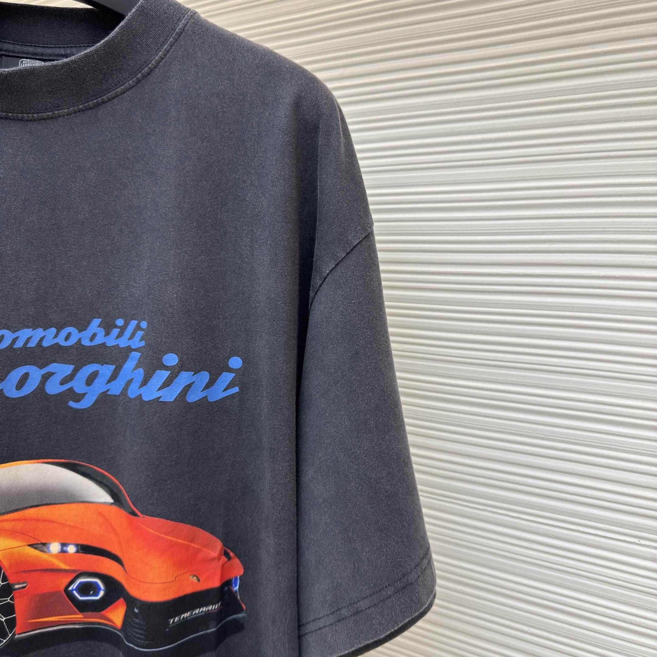 Balenciaga Automobili Lamborghini Oversized T-Shirt In Faded Black Dry Jersey - DesignerGu