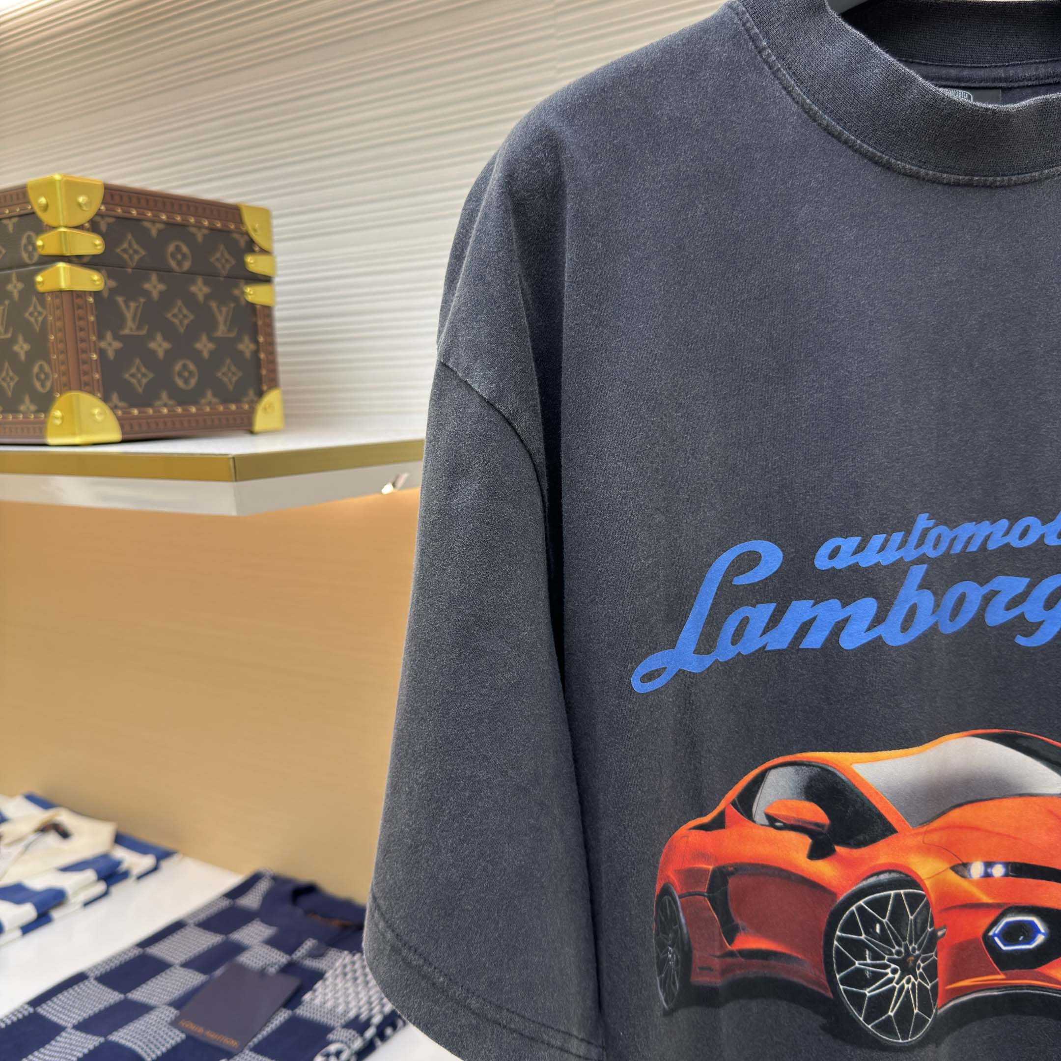 Balenciaga Automobili Lamborghini Oversized T-Shirt In Faded Black Dry Jersey - DesignerGu