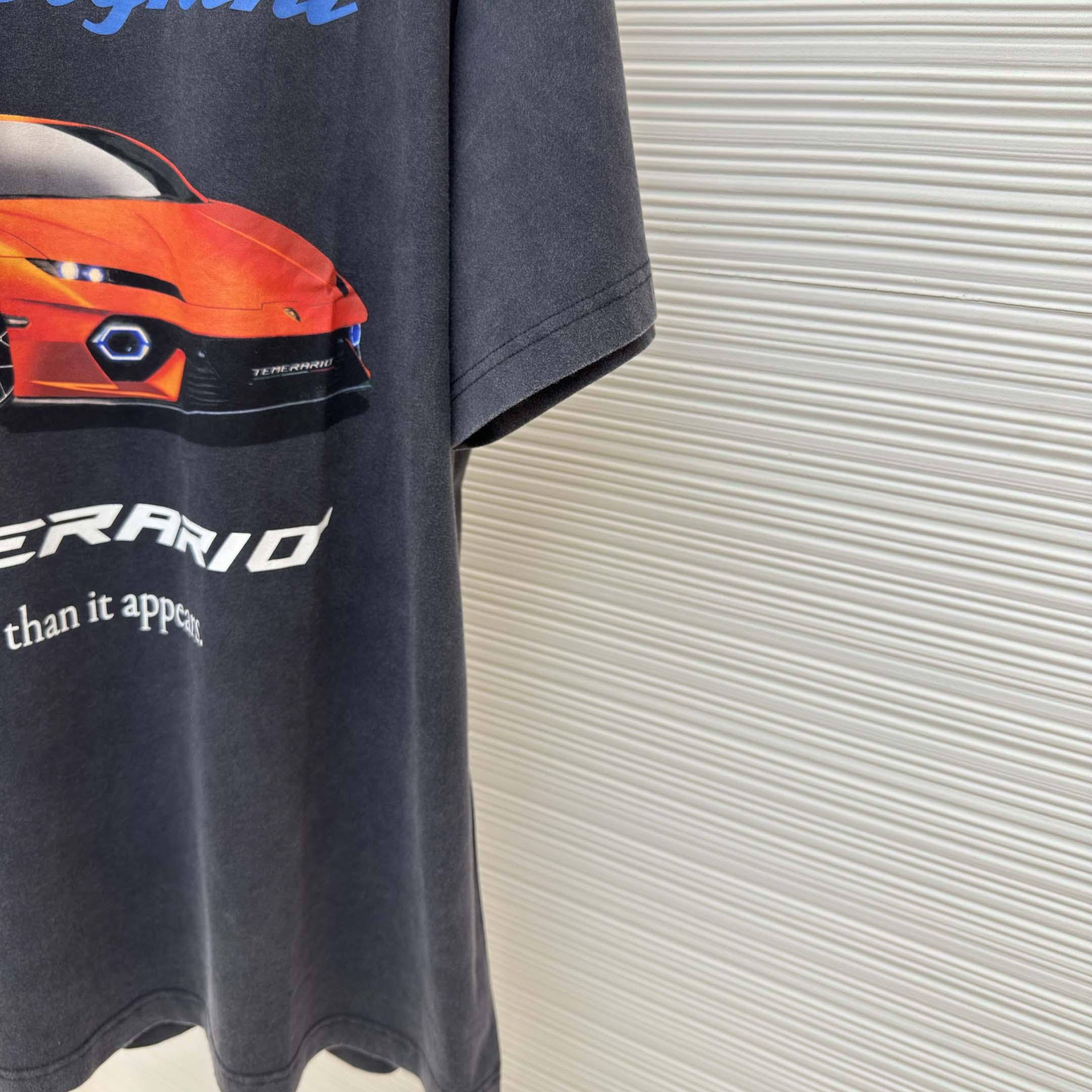 Balenciaga Automobili Lamborghini Oversized T-Shirt In Faded Black Dry Jersey - DesignerGu