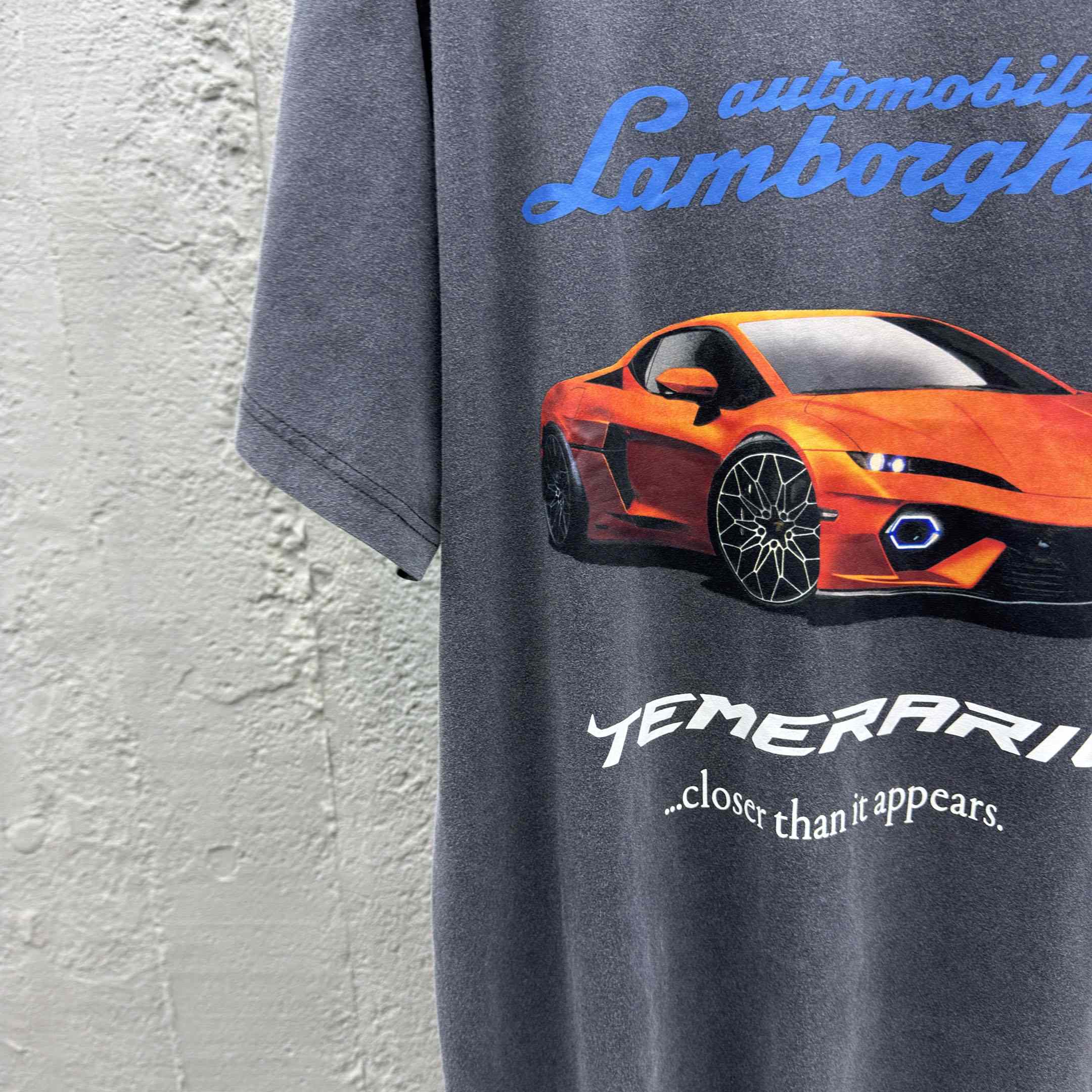 Balenciaga Automobili Lamborghini Oversized T-Shirt In Faded Black Dry Jersey - DesignerGu