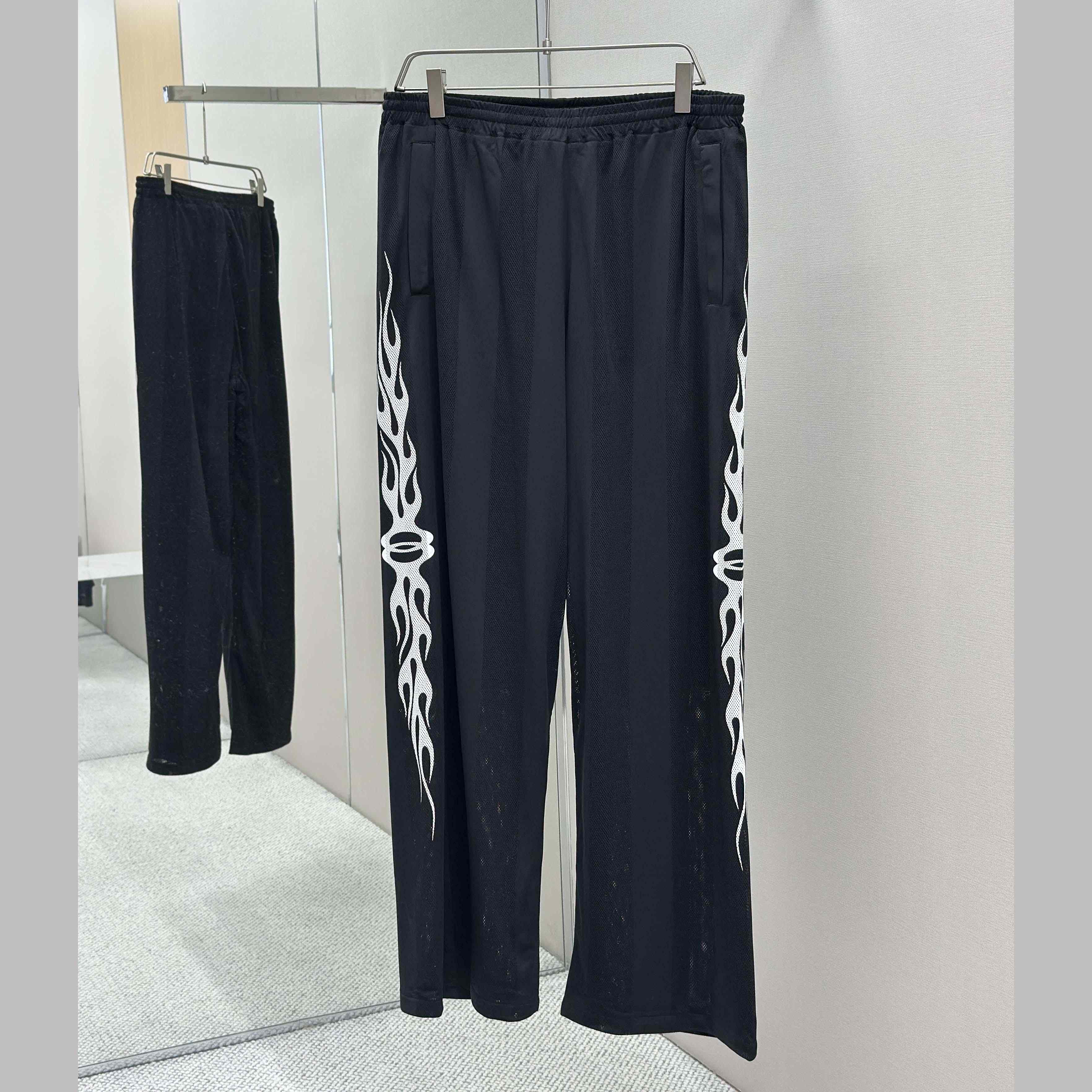 Balenciaga Black Striped Mesh Baggy Track Pants - DesignerGu