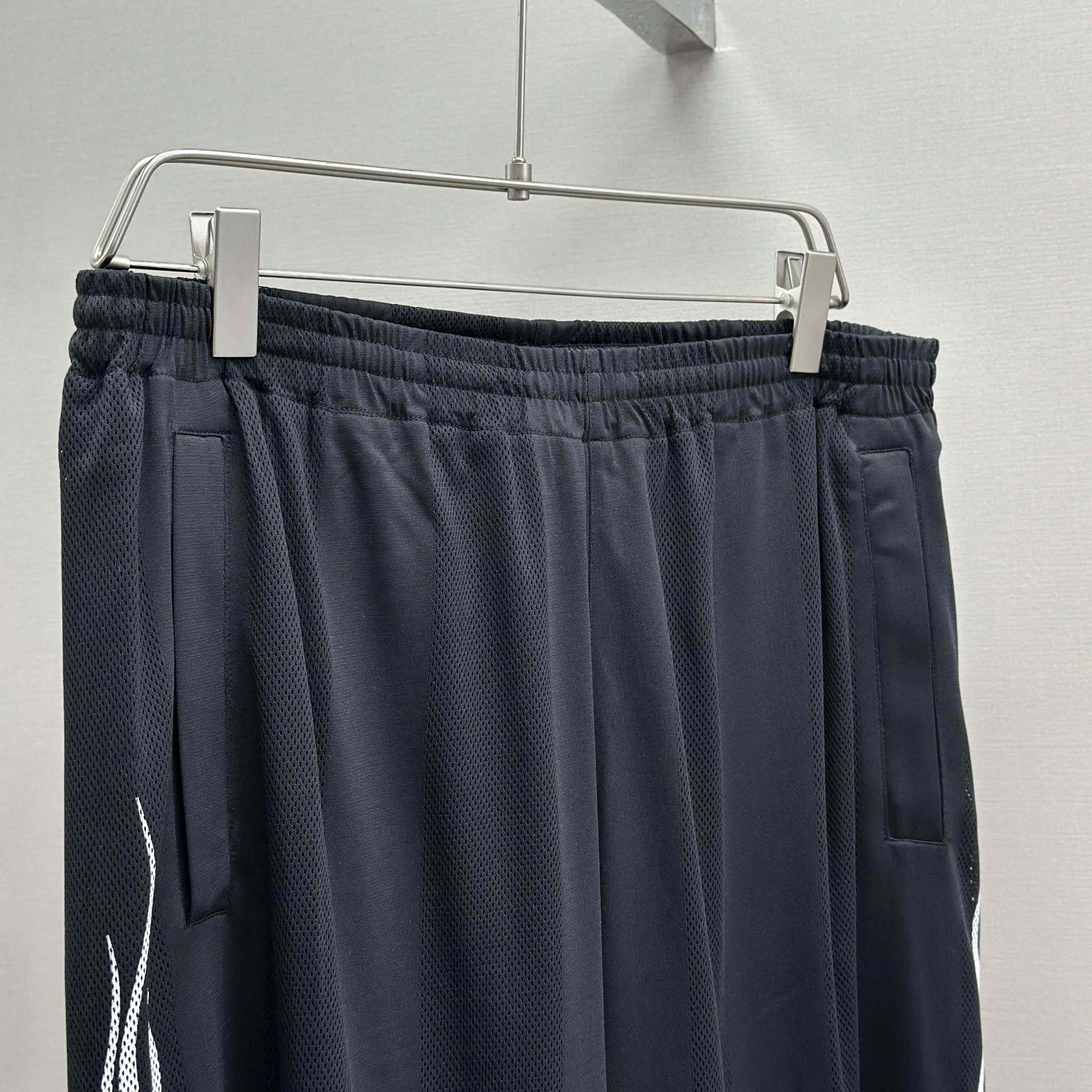 Balenciaga Black Striped Mesh Baggy Track Pants - DesignerGu