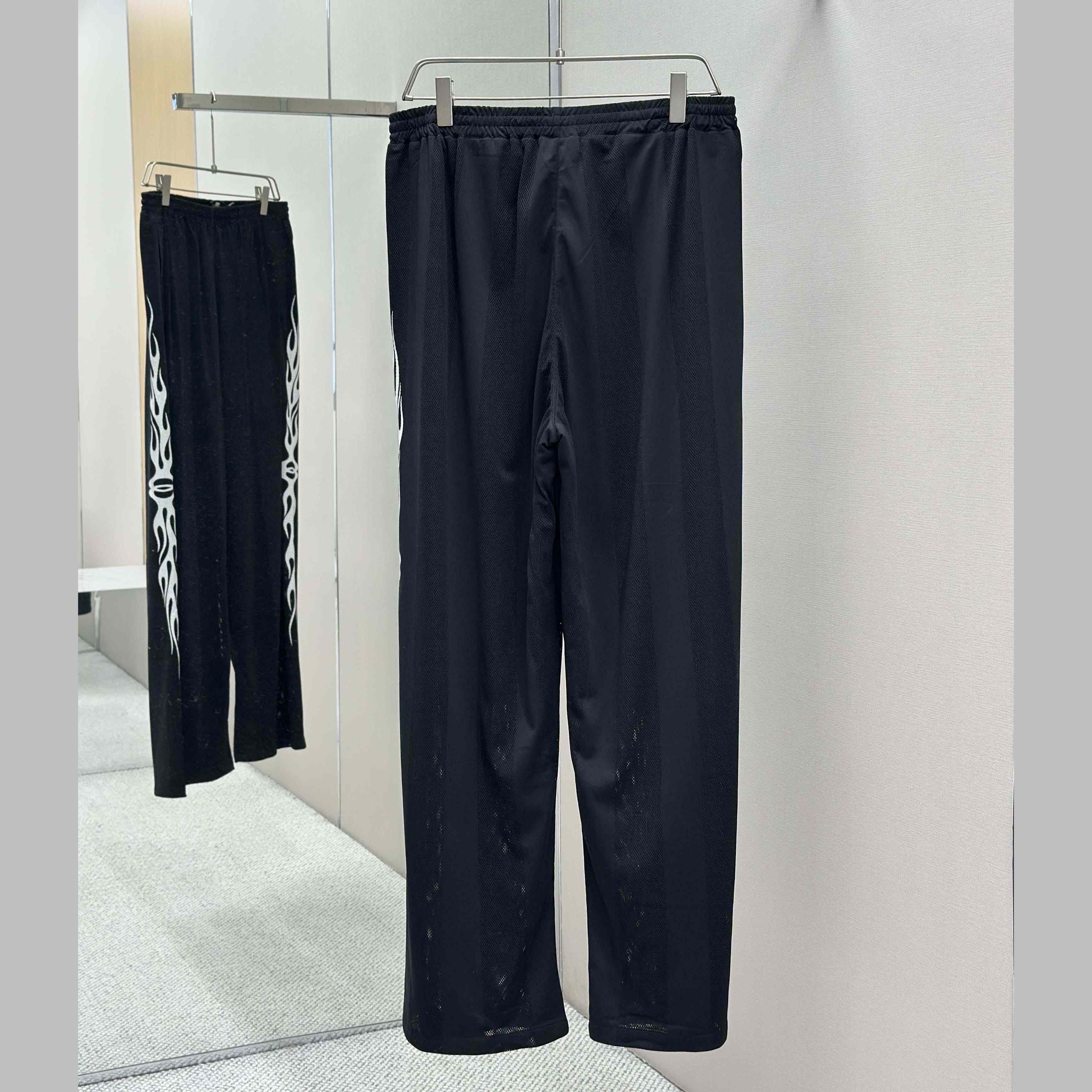 Balenciaga Black Striped Mesh Baggy Track Pants - DesignerGu