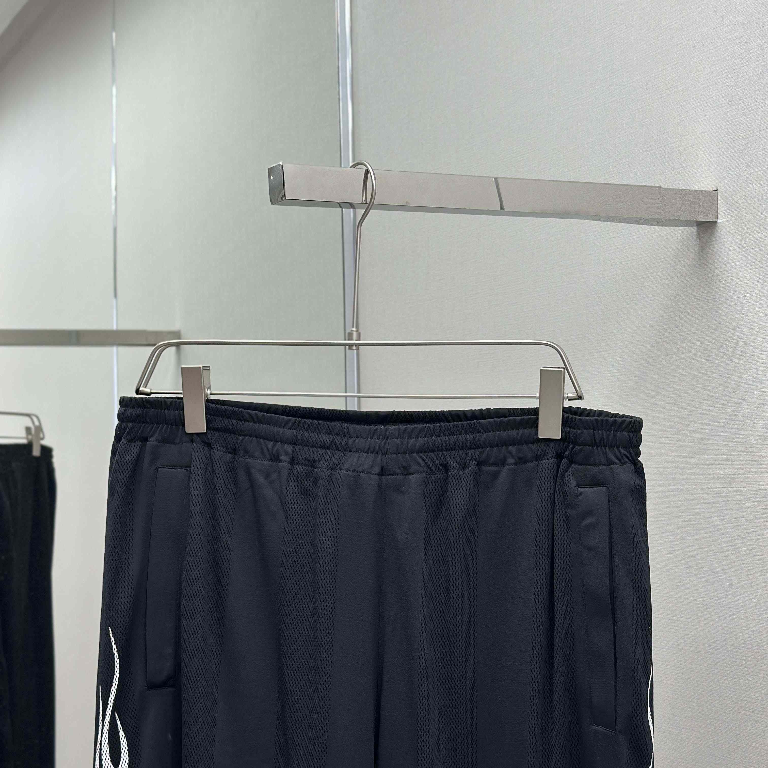 Balenciaga Black Striped Mesh Baggy Track Pants - DesignerGu