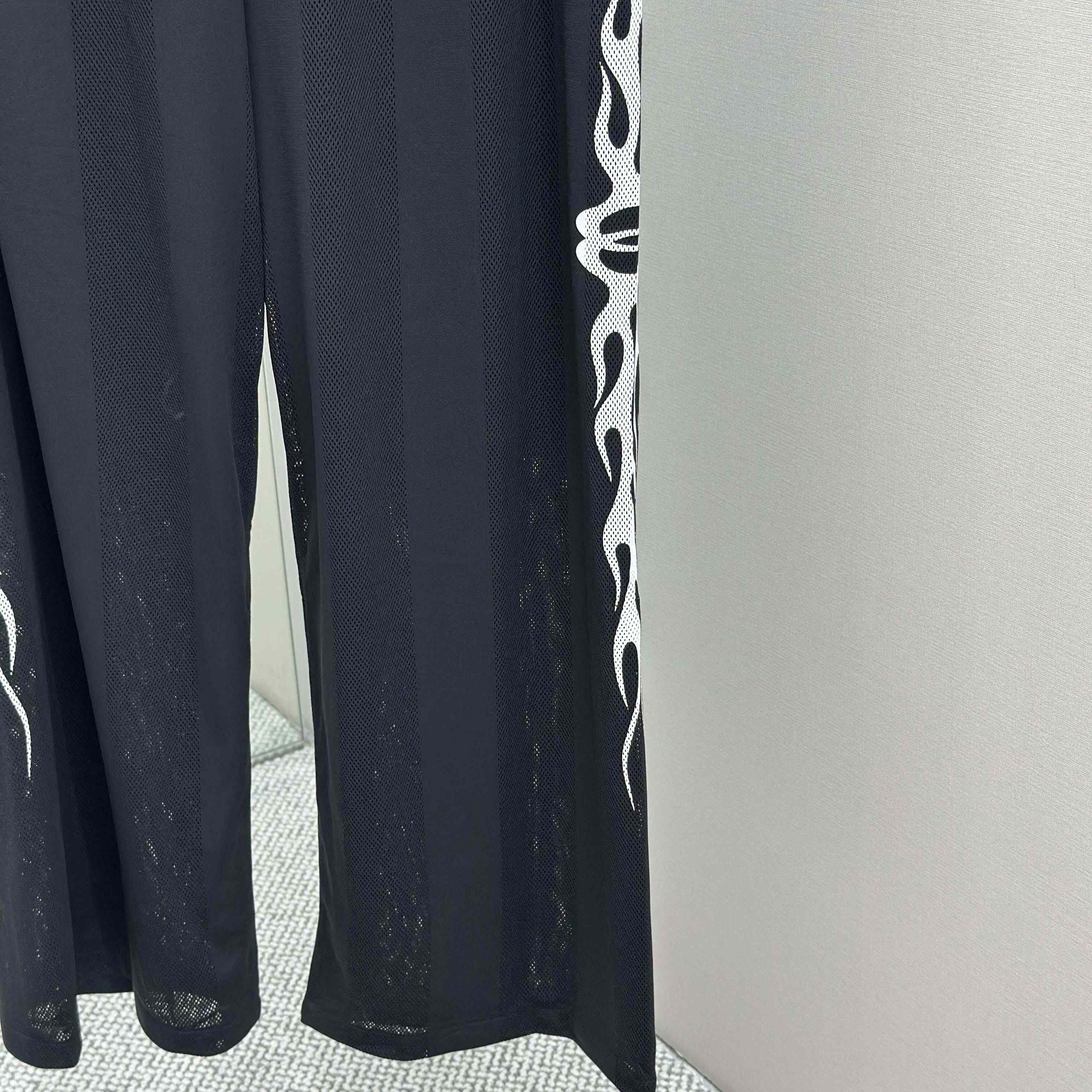 Balenciaga Black Striped Mesh Baggy Track Pants - DesignerGu