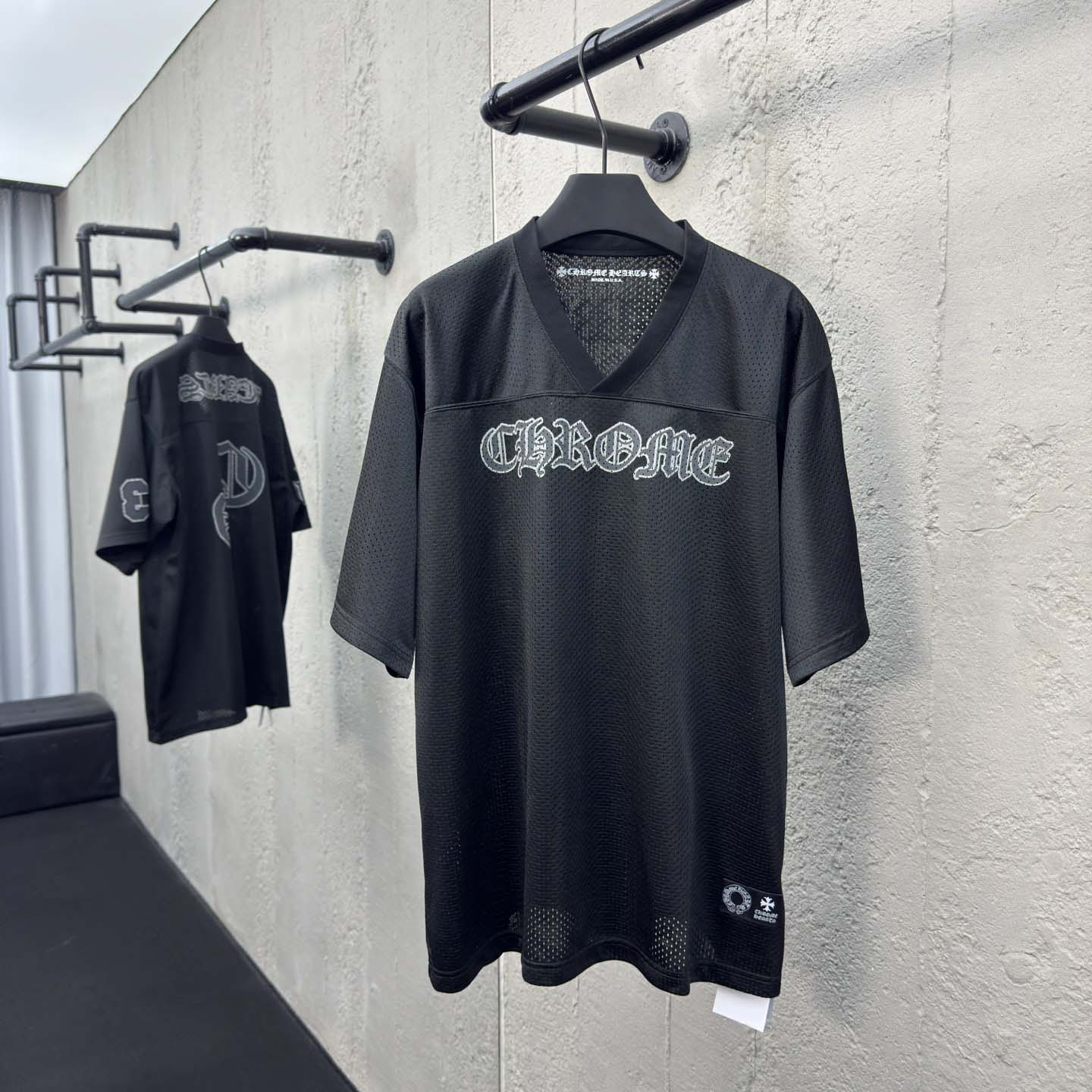 Chrome Hearts Stadium Mesh Short Sleeve Jersey Black - DesignerGu