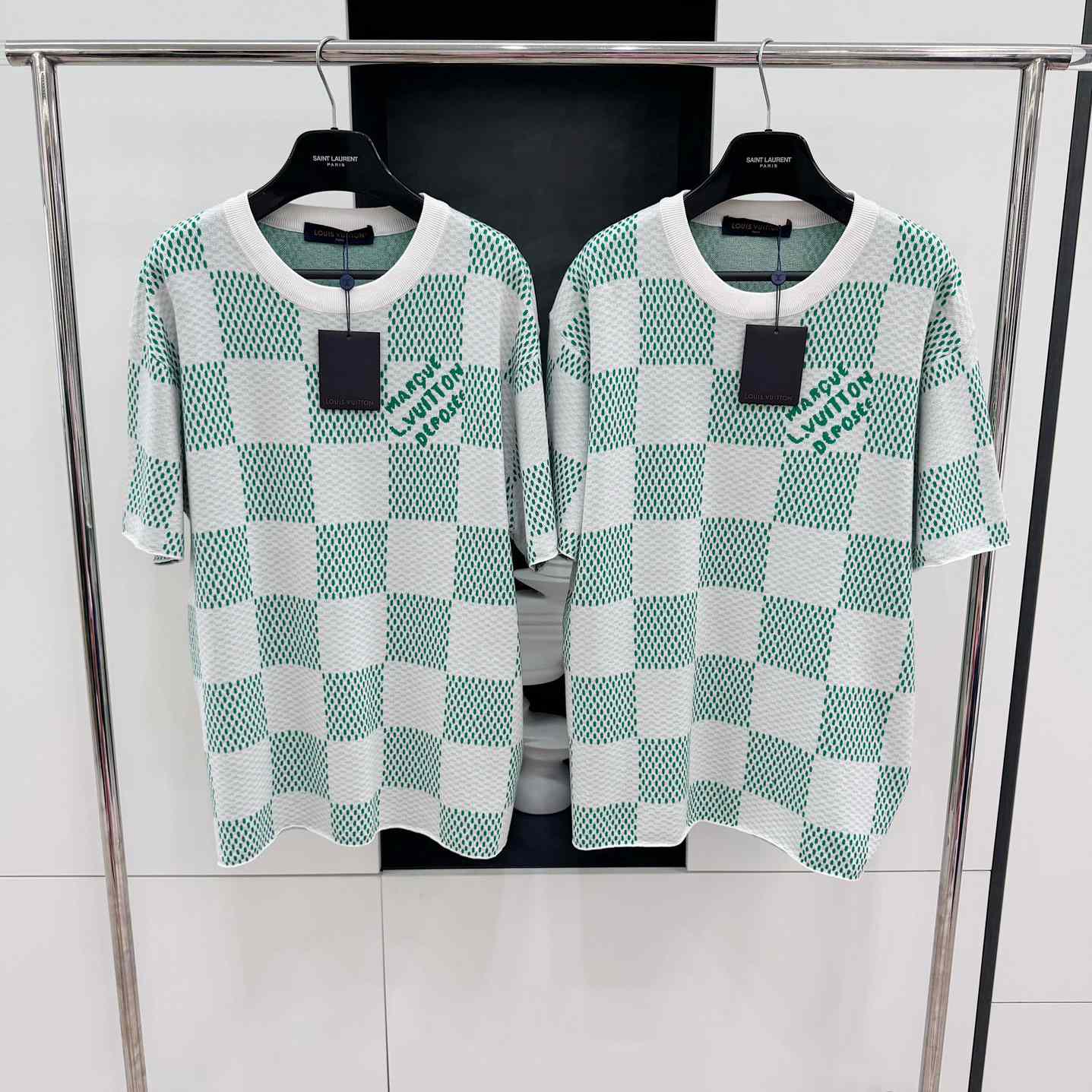 Louis Vuitton Damier Knitted Short-Sleeved Crewneck  1AFIX4 yf1221(50% Off Sale) - DesignerGu