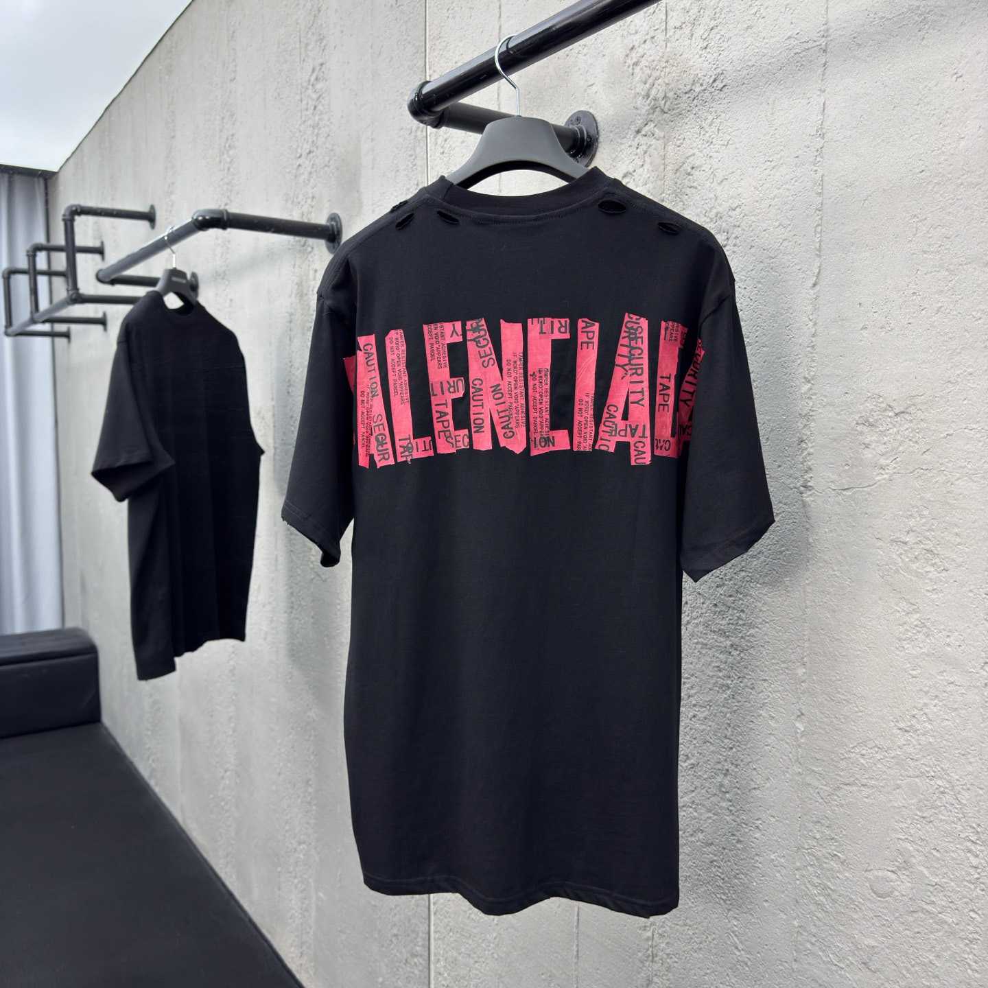 Balenciaga Security Tape Logo T-Shirt Oversized In Black - DesignerGu