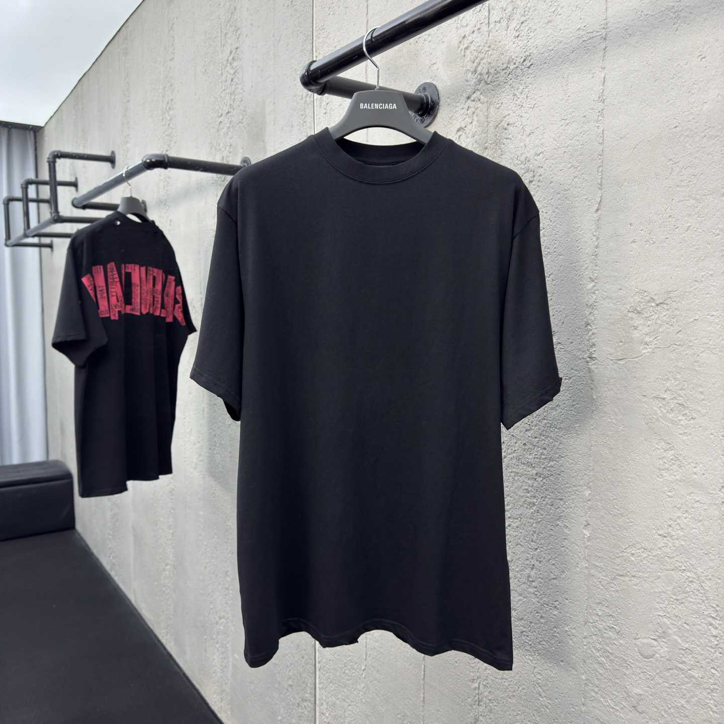 Balenciaga Security Tape Logo T-Shirt Oversized In Black - DesignerGu