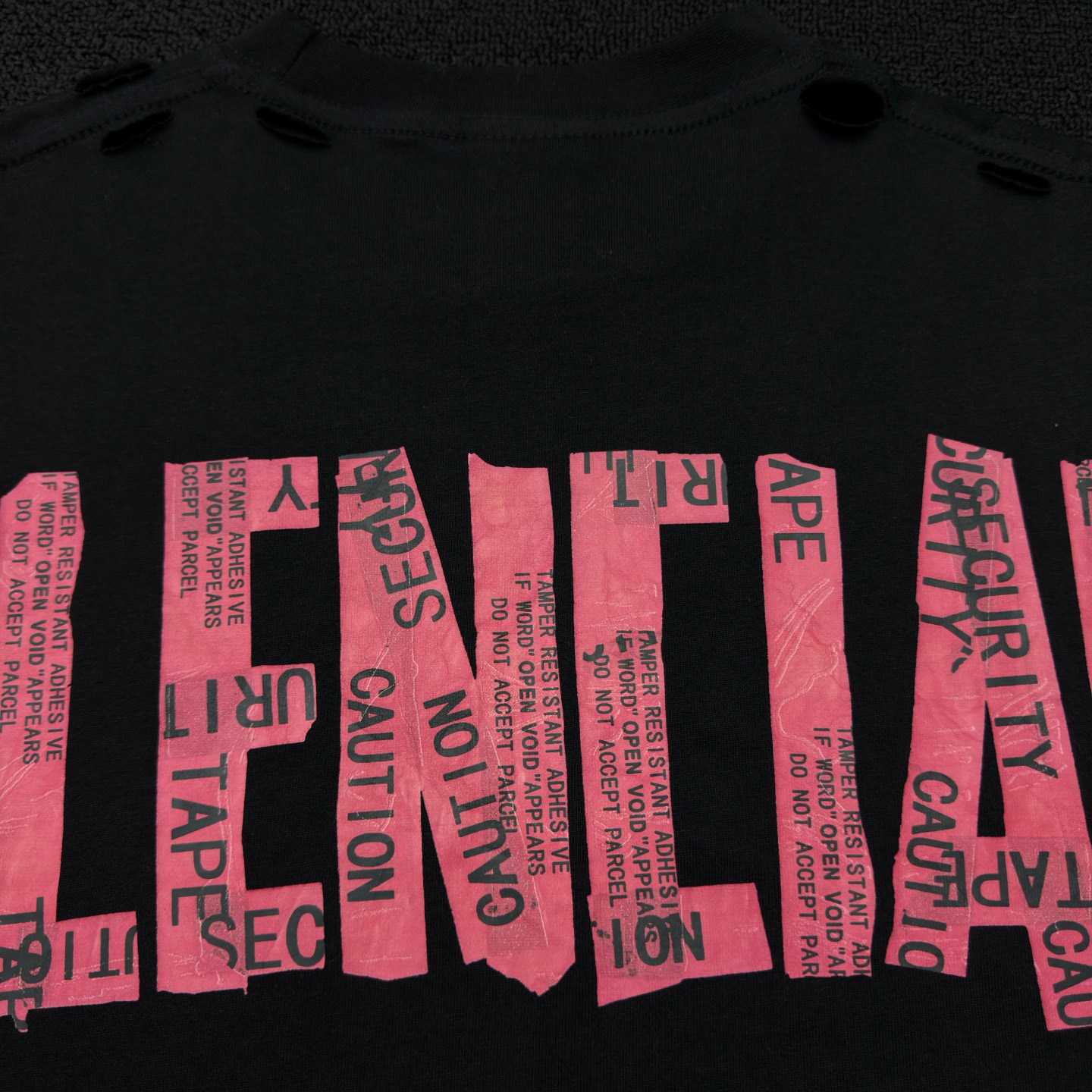 Balenciaga Security Tape Logo T-Shirt Oversized In Black - DesignerGu