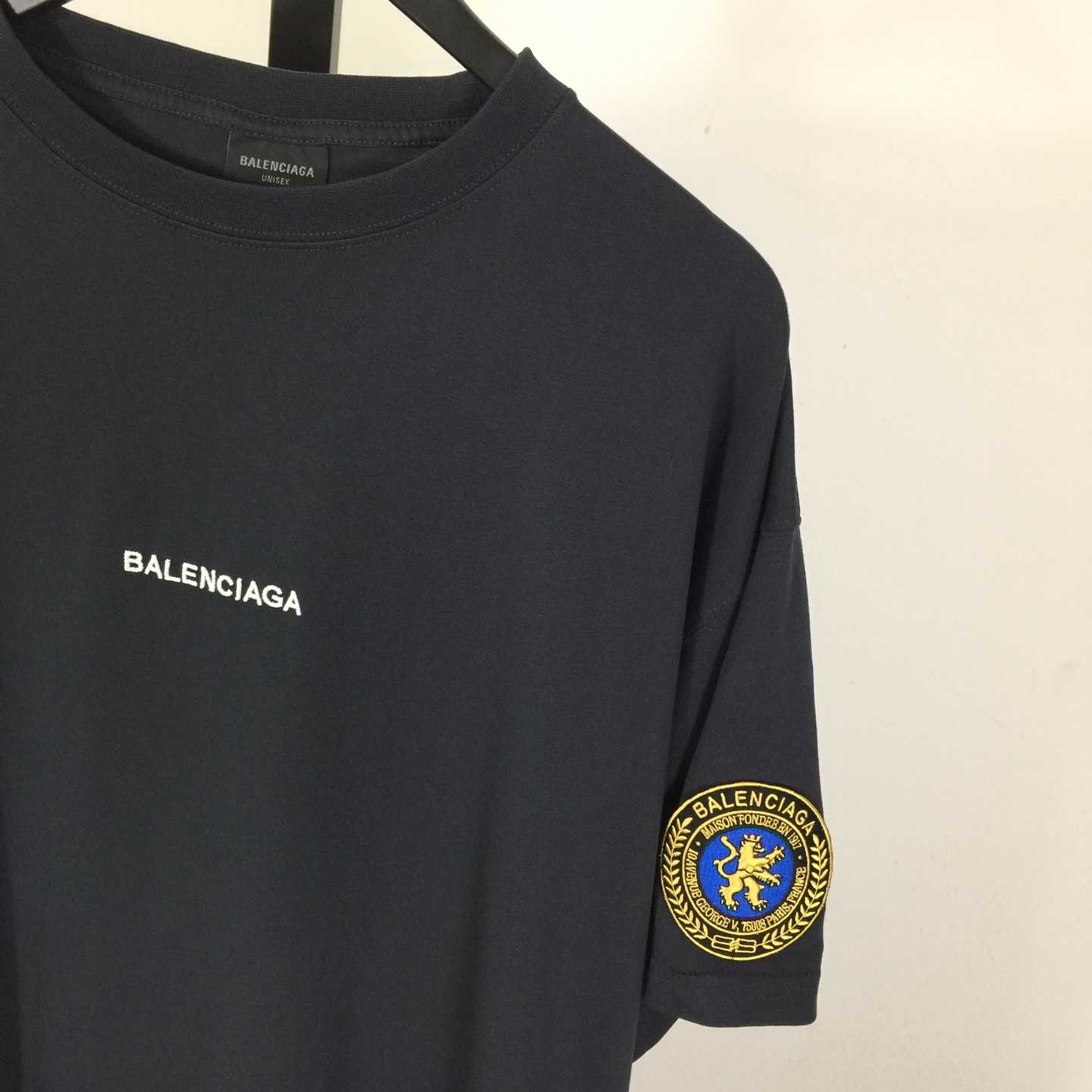 Balenciaga Uniform Merch Oversized T-Shirt In Faded Black dry Fleece - DesignerGu