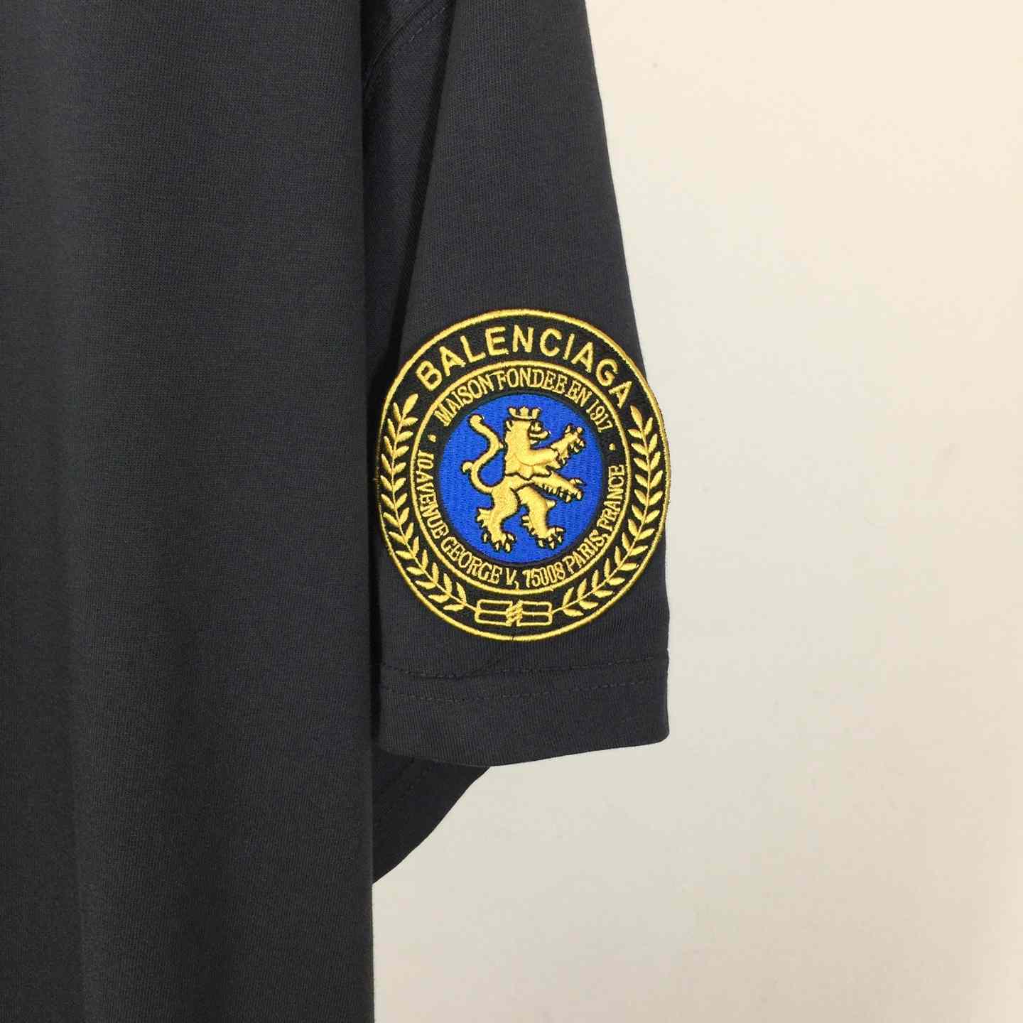 Balenciaga Uniform Merch Oversized T-Shirt In Faded Black dry Fleece - DesignerGu