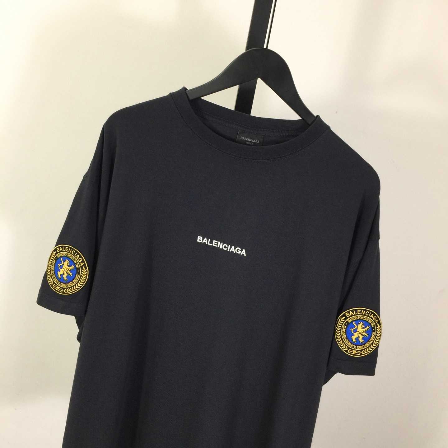 Balenciaga Uniform Merch Oversized T-Shirt In Faded Black dry Fleece - DesignerGu