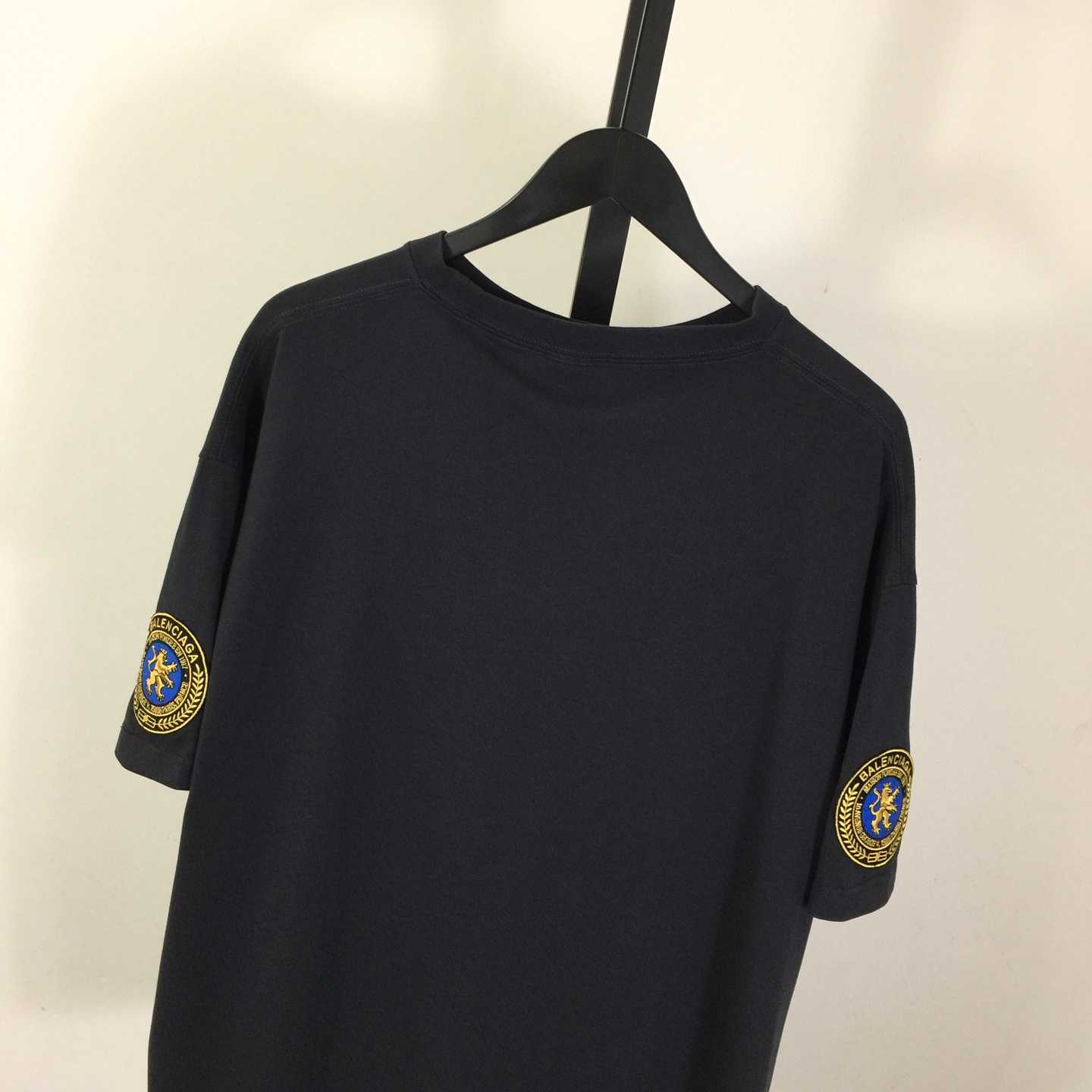 Balenciaga Uniform Merch Oversized T-Shirt In Faded Black dry Fleece - DesignerGu