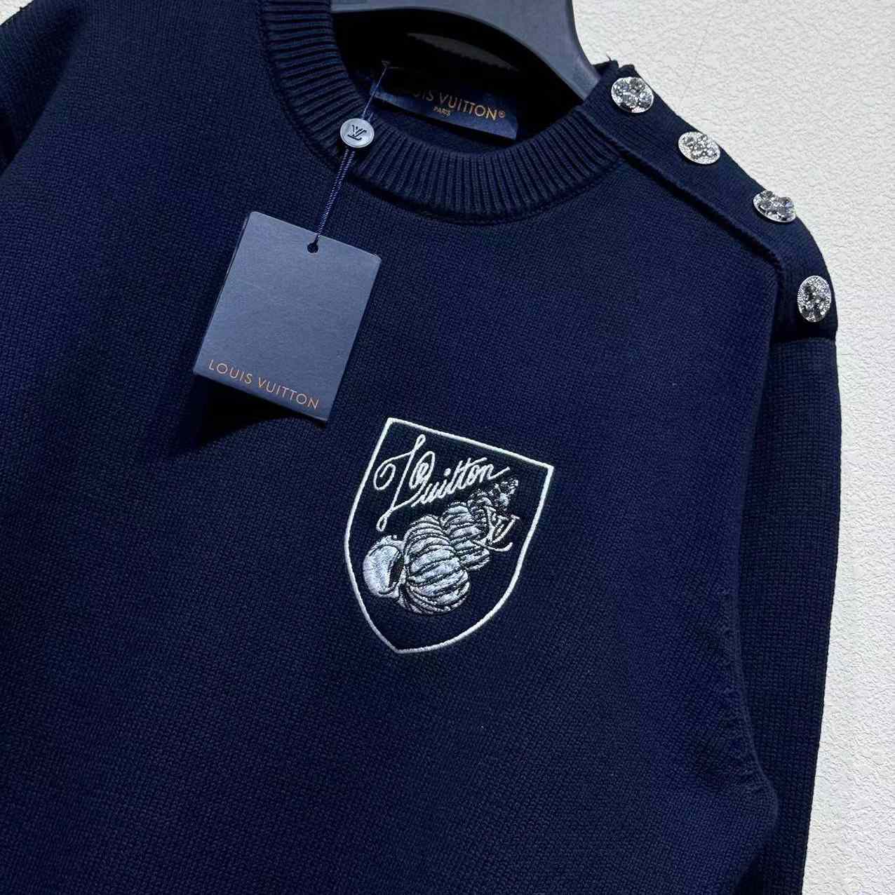 Louis Vuitton Embroidered Cotton-Blend Crewneck - Luxury Blue - DesignerGu