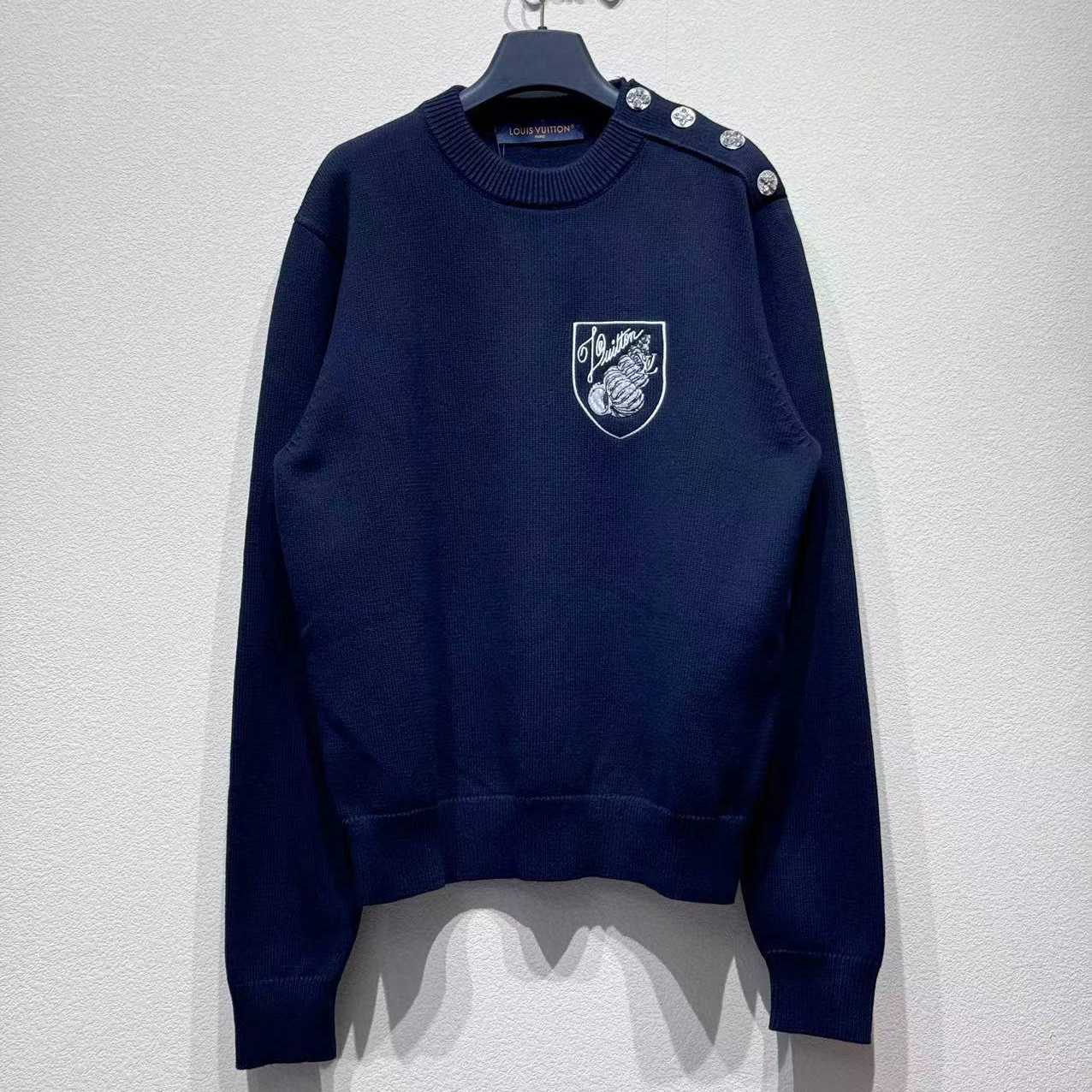 Louis Vuitton Embroidered Cotton-Blend Crewneck - Luxury Blue - DesignerGu