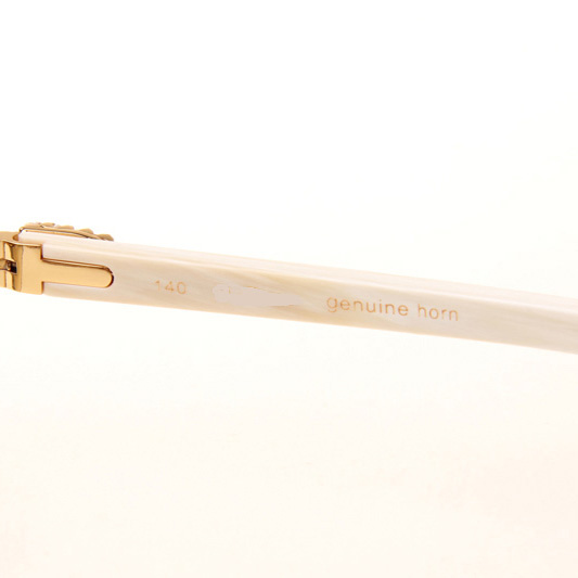 Cartier CT 3524012 Big Diamond White Buffalo Sunglasses In Gold Brown - DesignerGu