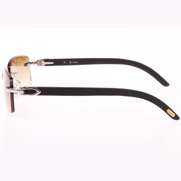 Cartier CT_3524012 Black Wood Sunglasses In Silver Brown - DesignerGu