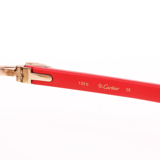 Cartier CT 3524012 Big Diamond Red Wood Sunglasses In Gold Brown - DesignerGu