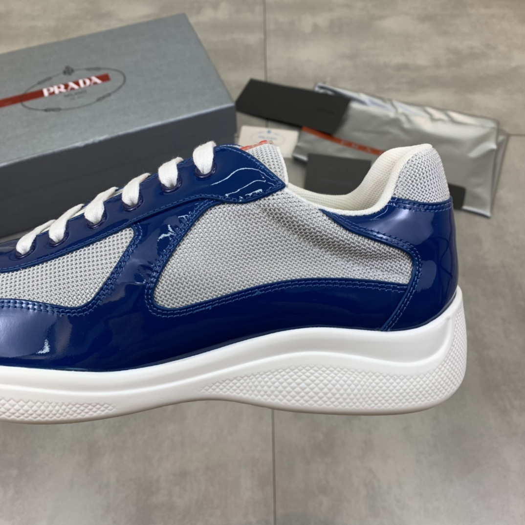 Prada Patent Leather And Technical Fabric Prada America's Cup Sneakers - DesignerGu