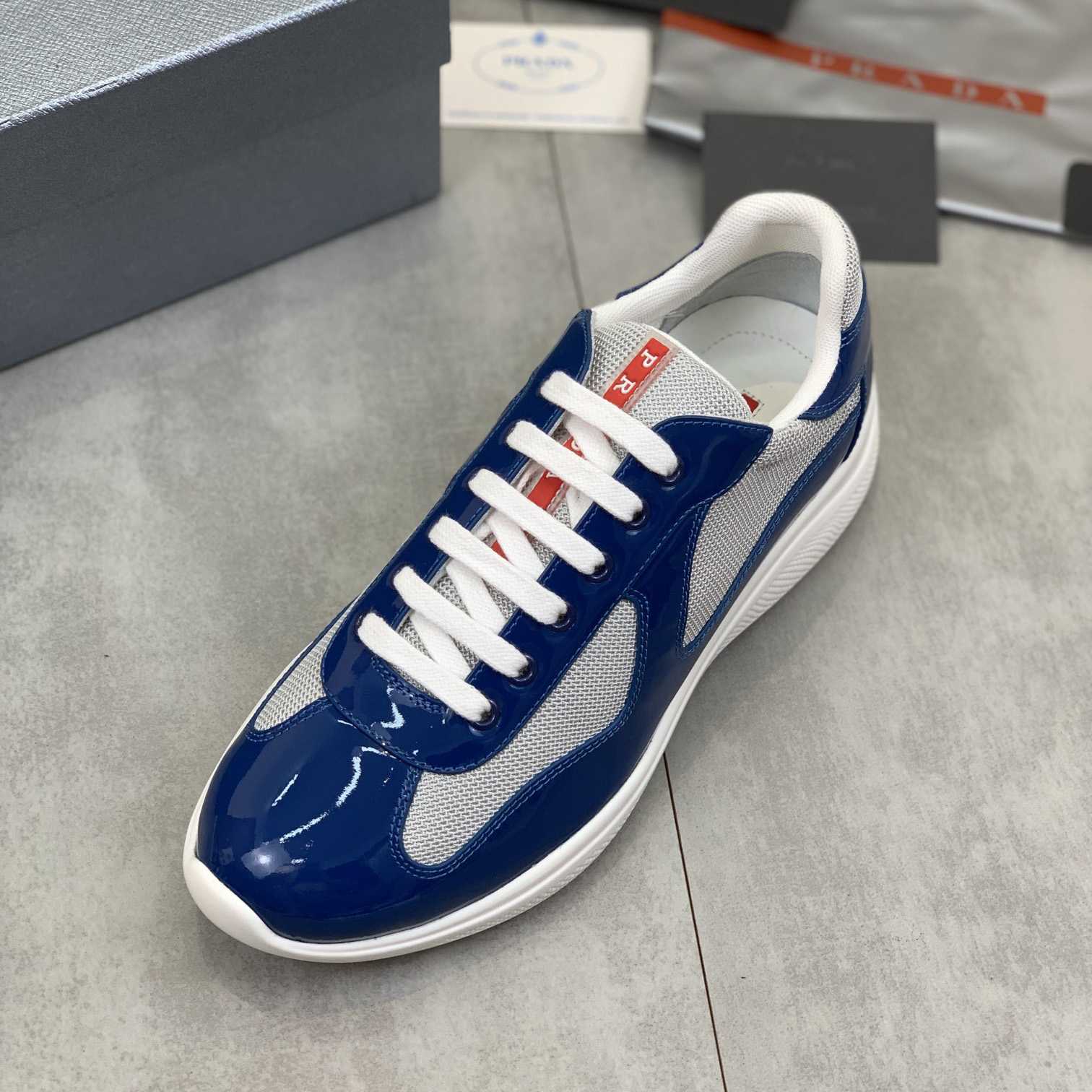 Prada Patent Leather And Technical Fabric Prada America's Cup Sneakers - DesignerGu