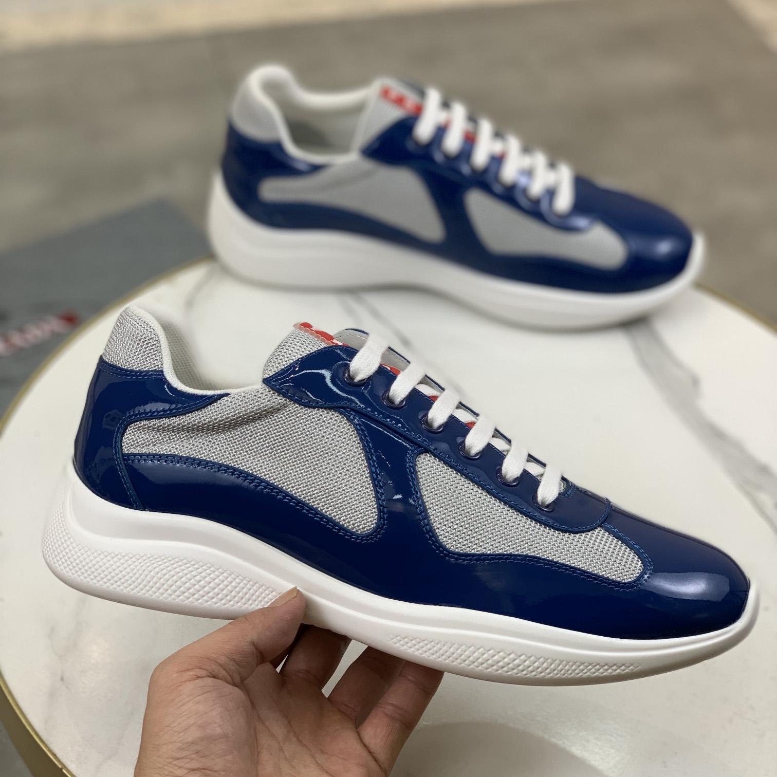 Prada Patent Leather And Technical Fabric Prada America's Cup Sneakers - DesignerGu
