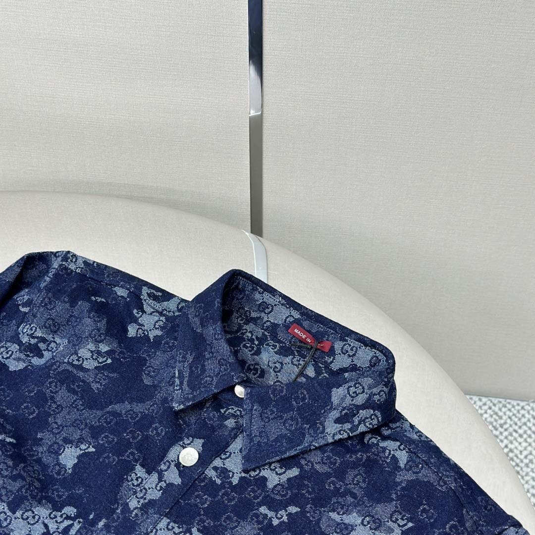 Gucci GG Jacquard Denim Shirt - DesignerGu