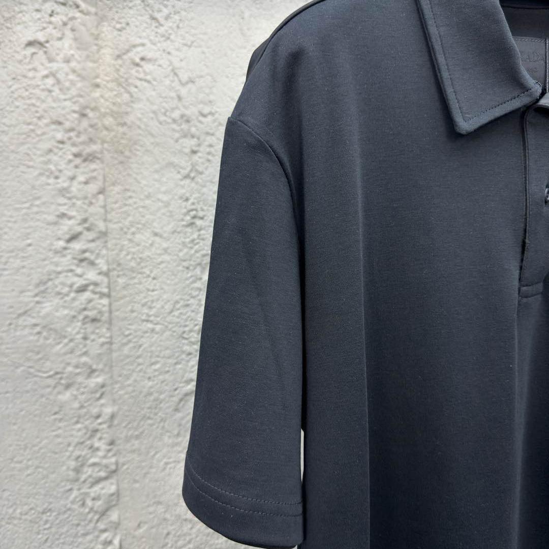 Prada Stretch Cotton Polo Shirt With Re-Nylon Details - DesignerGu