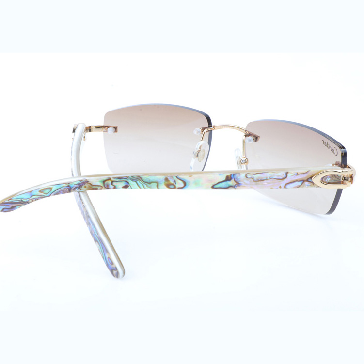Cartier CT_3524012 Shell Mix White Buffalo Sunglasses In Gold Brown - DesignerGu