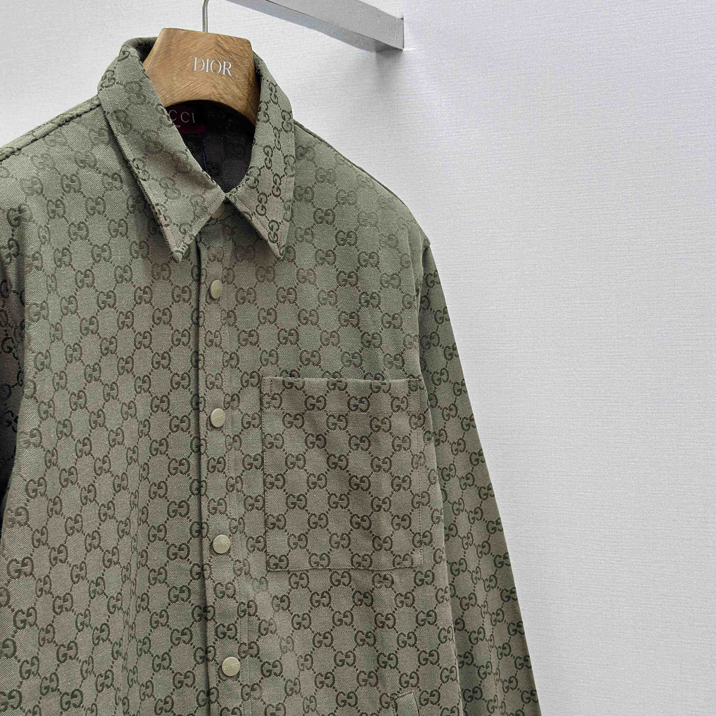Gucci  Monogrammed Cotton-Blend Jacquard Shirt - DesignerGu