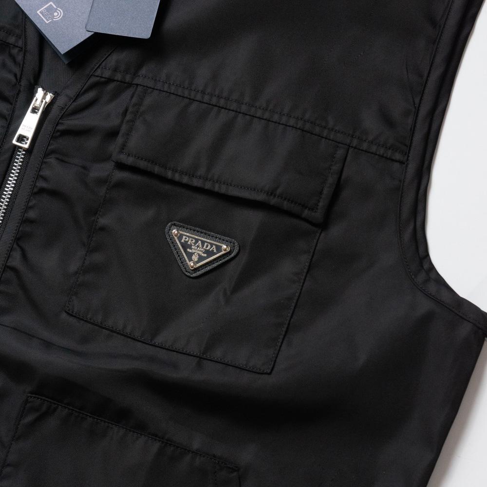 Prada Re-Nylon V-neck Vest In Black - DesignerGu