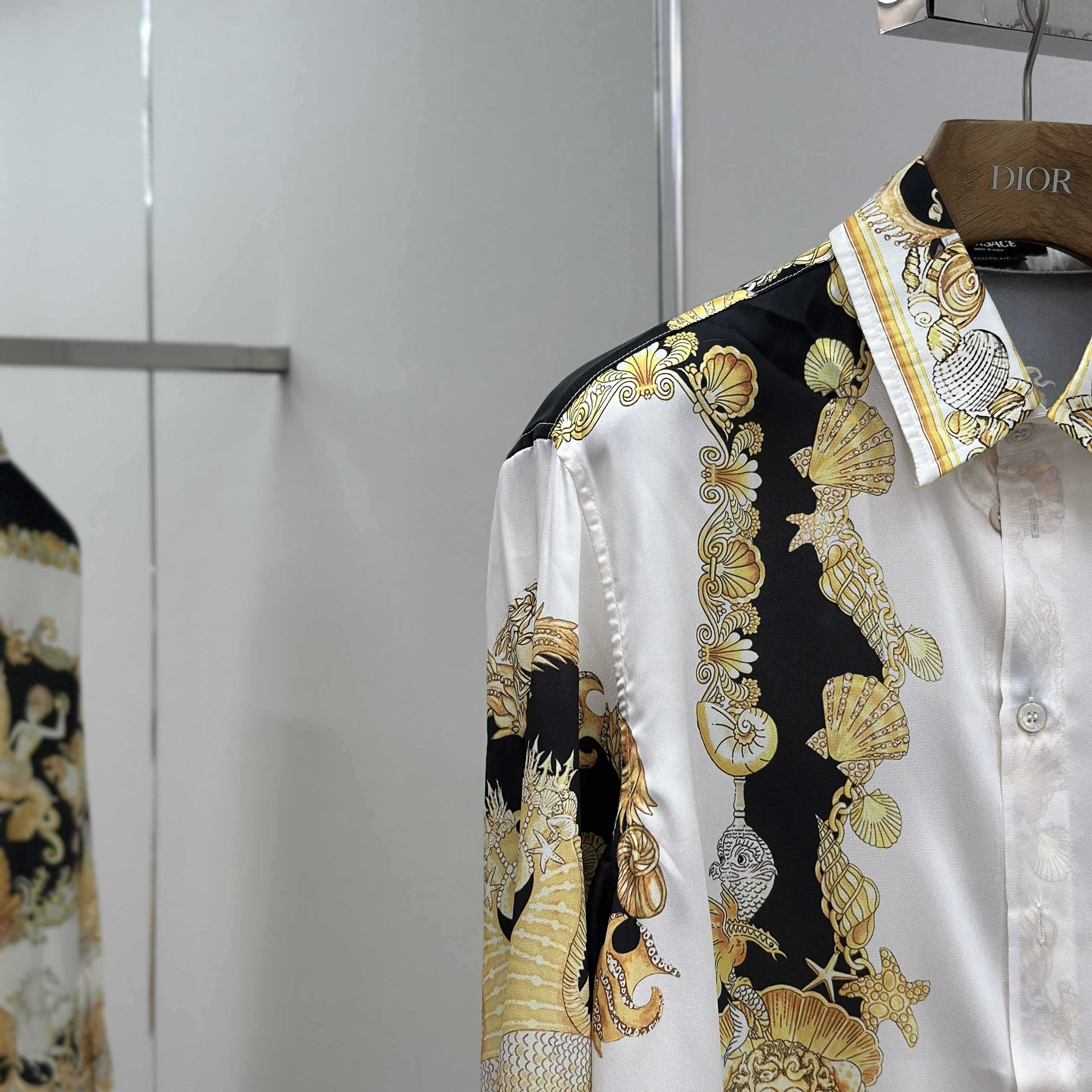 Versace Coral Theatre Silk Shirt - DesignerGu