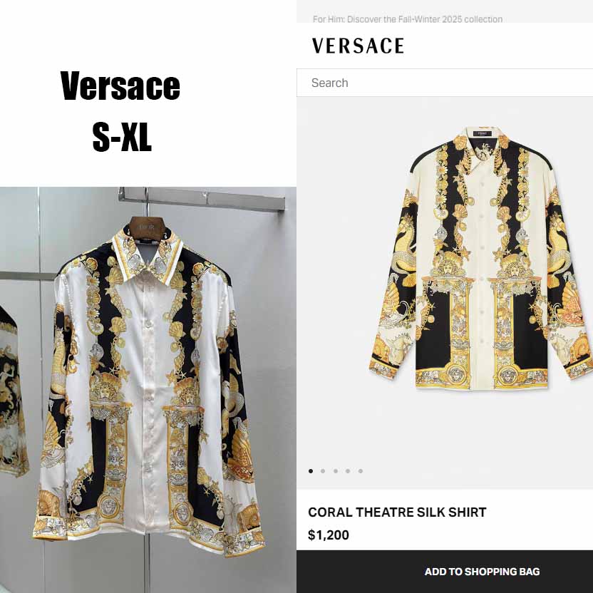 Versace Coral Theatre Silk Shirt - DesignerGu