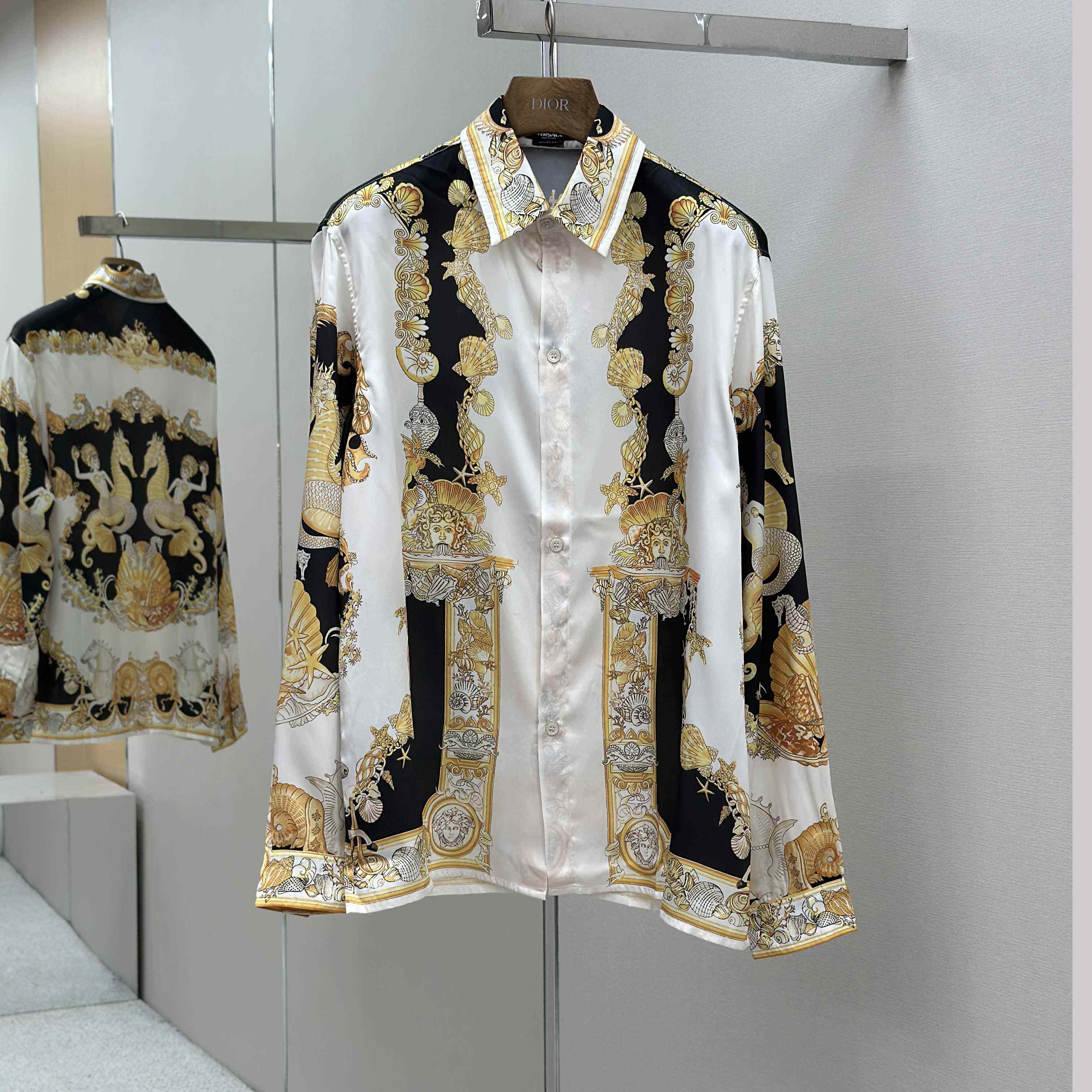 Versace Coral Theatre Silk Shirt - DesignerGu