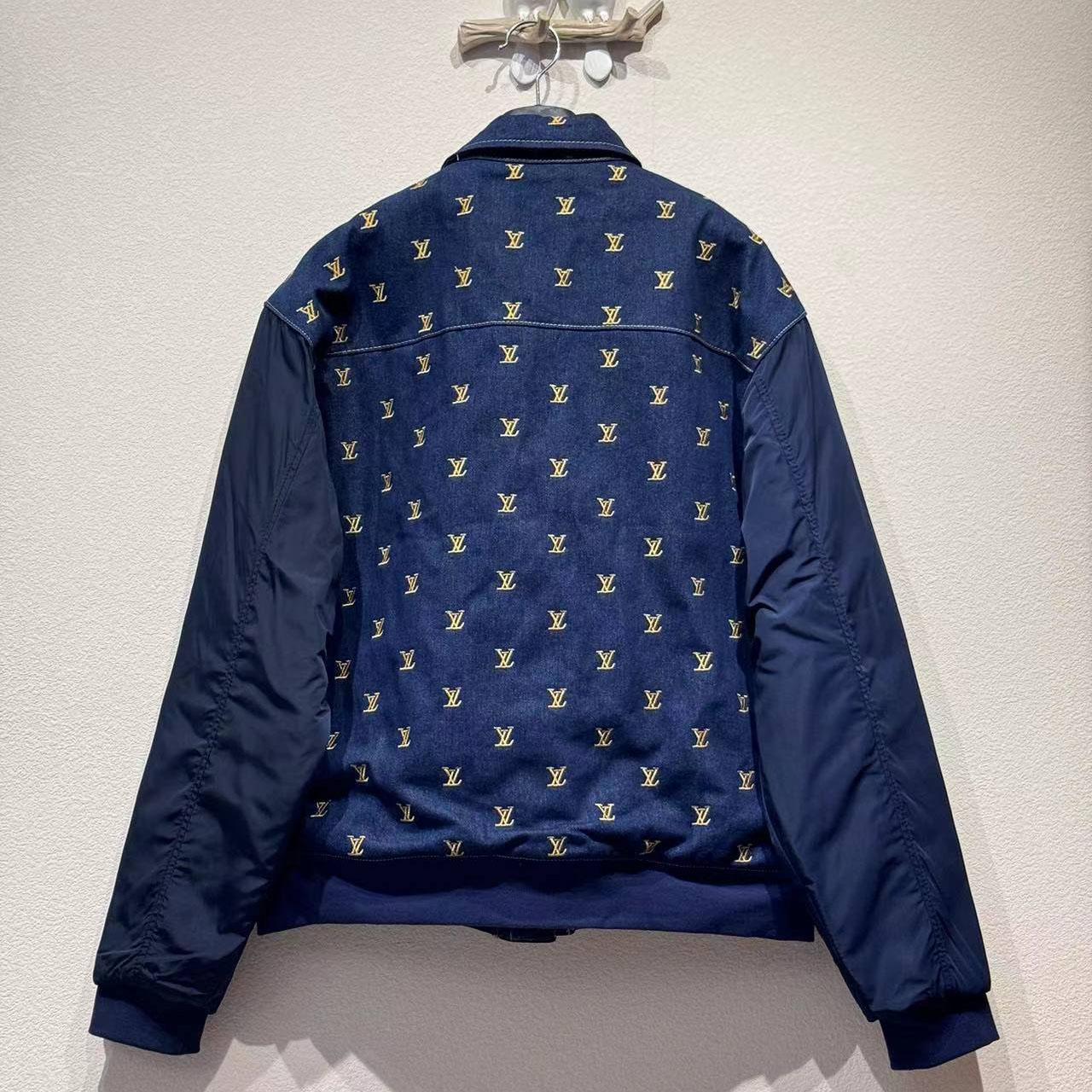 Louis Vuitton Upcycled Denim Varsity Jacket    - DesignerGu