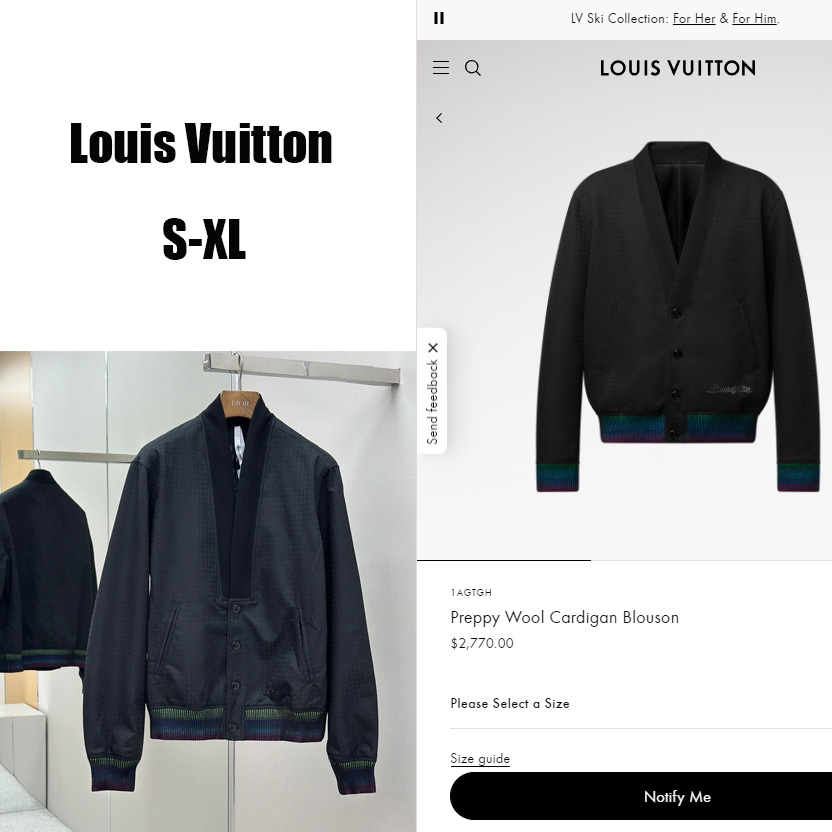 Louis Vuitton Preppy Wool Cardigan Blouson   1AGTGH - DesignerGu