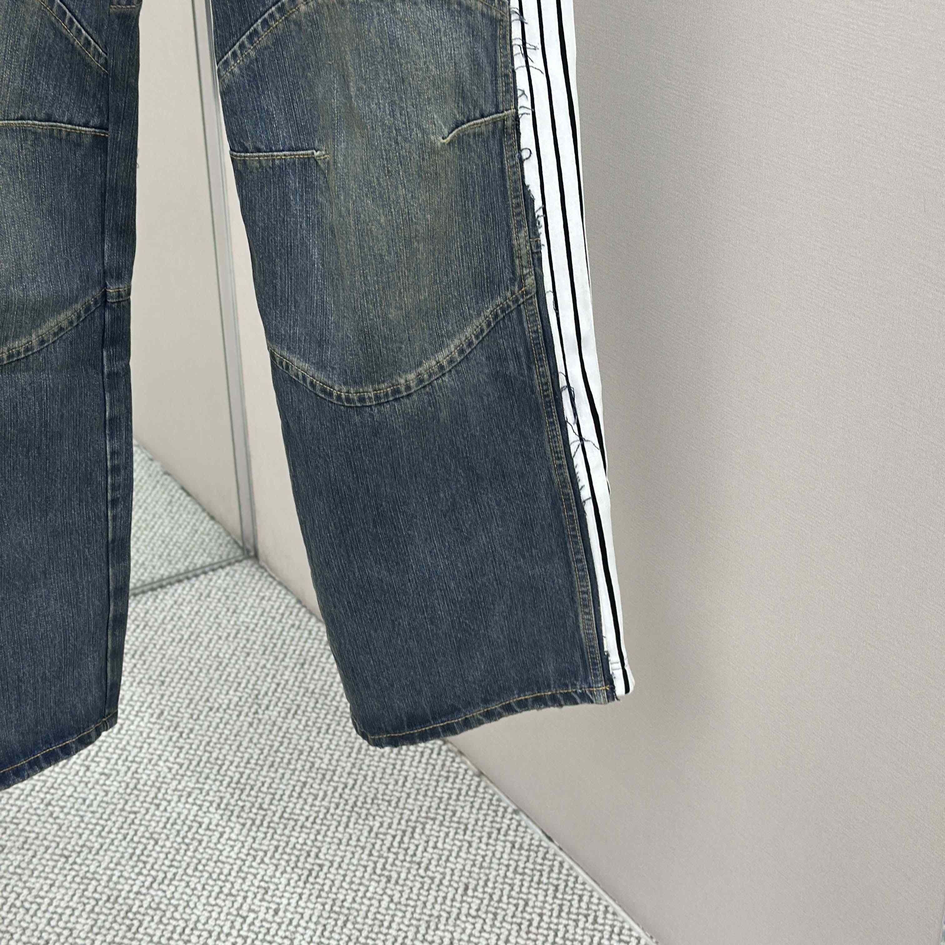 Balenciaga Cut-Up Tracksuit Pants In Blue Denim - DesignerGu