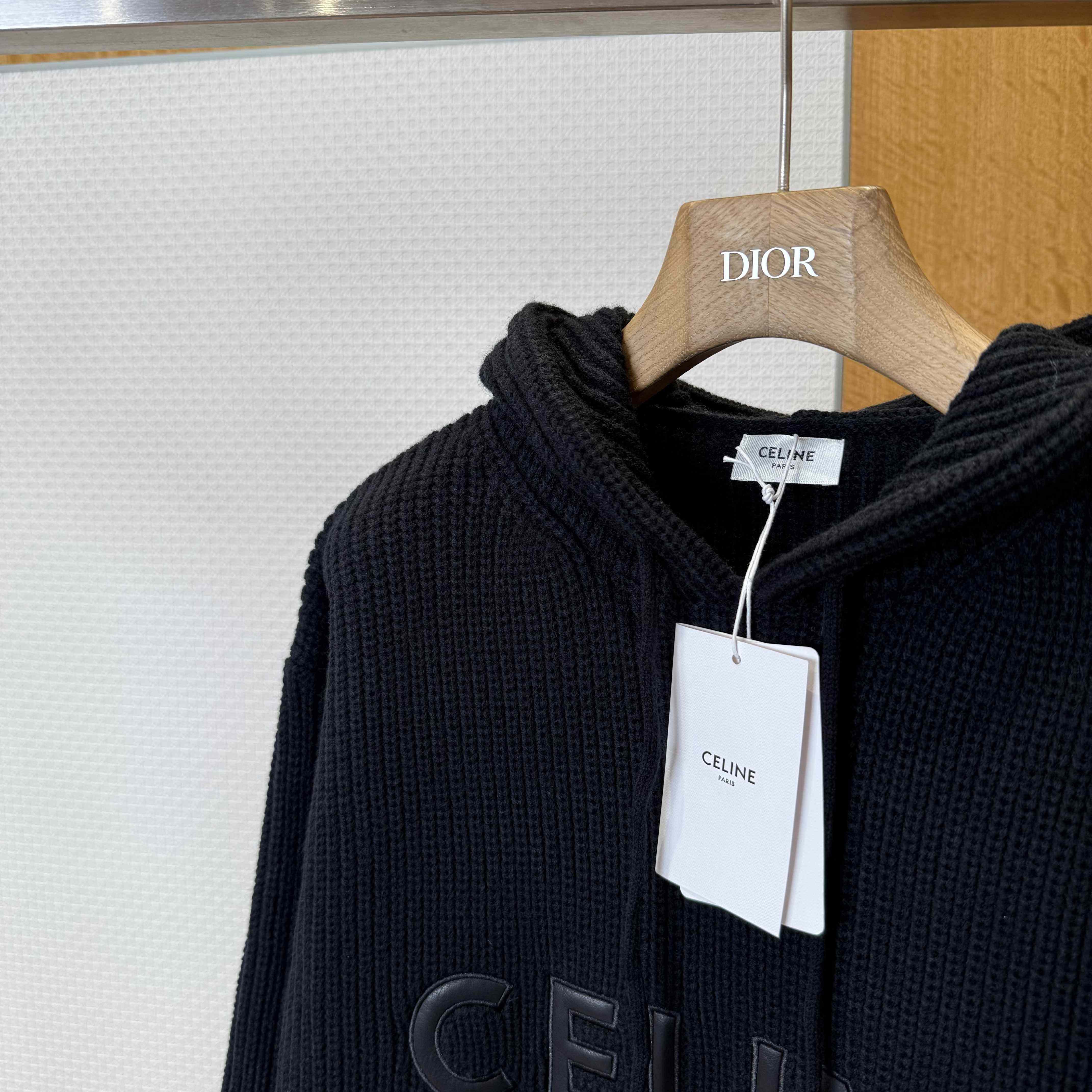 Celine Hooded Sweater In Monochromic Wool - DesignerGu