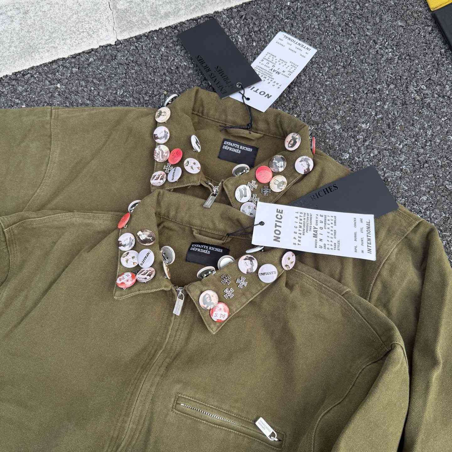 Enfants Riches Deprimes Army Green Old Collar Jacket  - DesignerGu