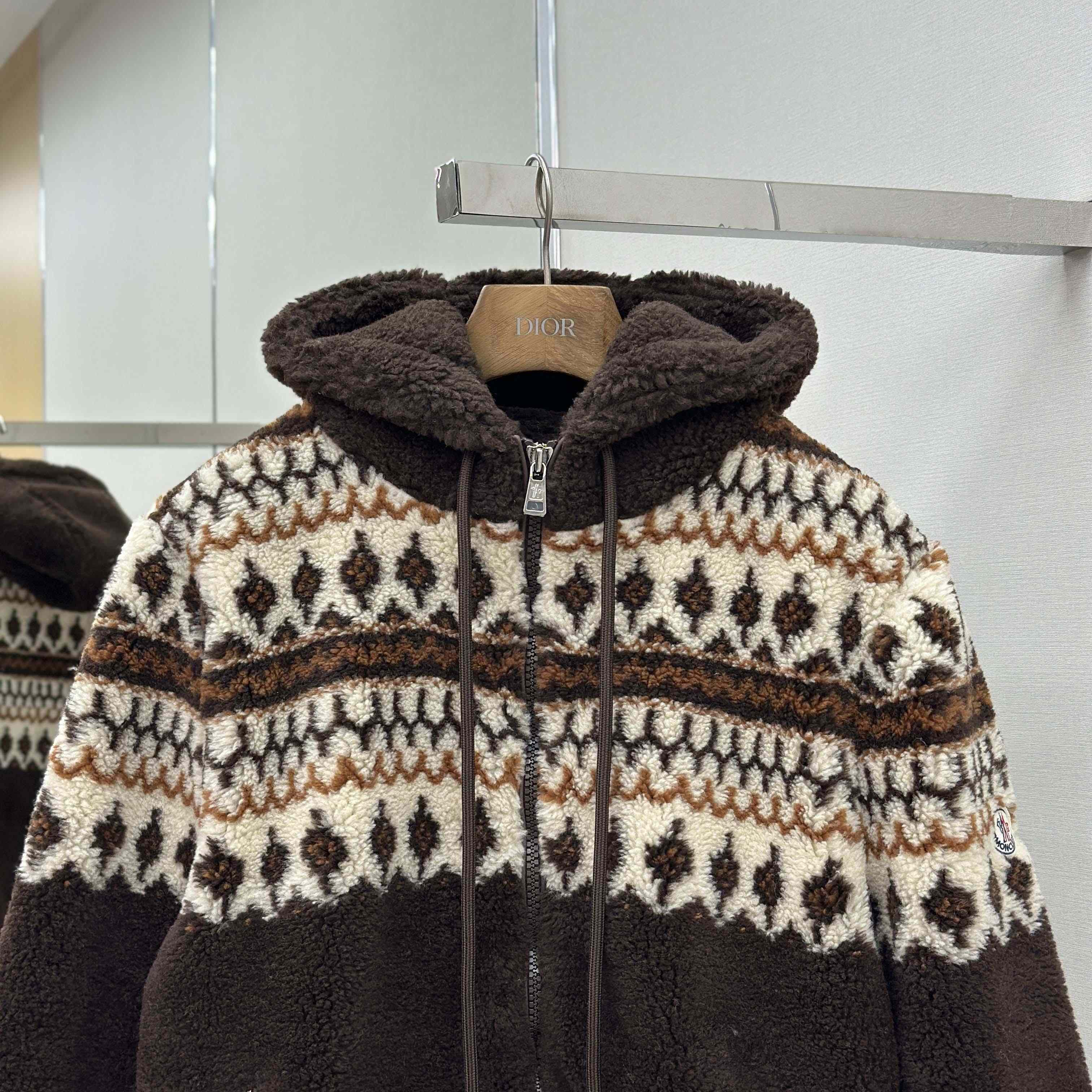 Moncler Geometric Jacquard Wool Blend Hoodie - DesignerGu