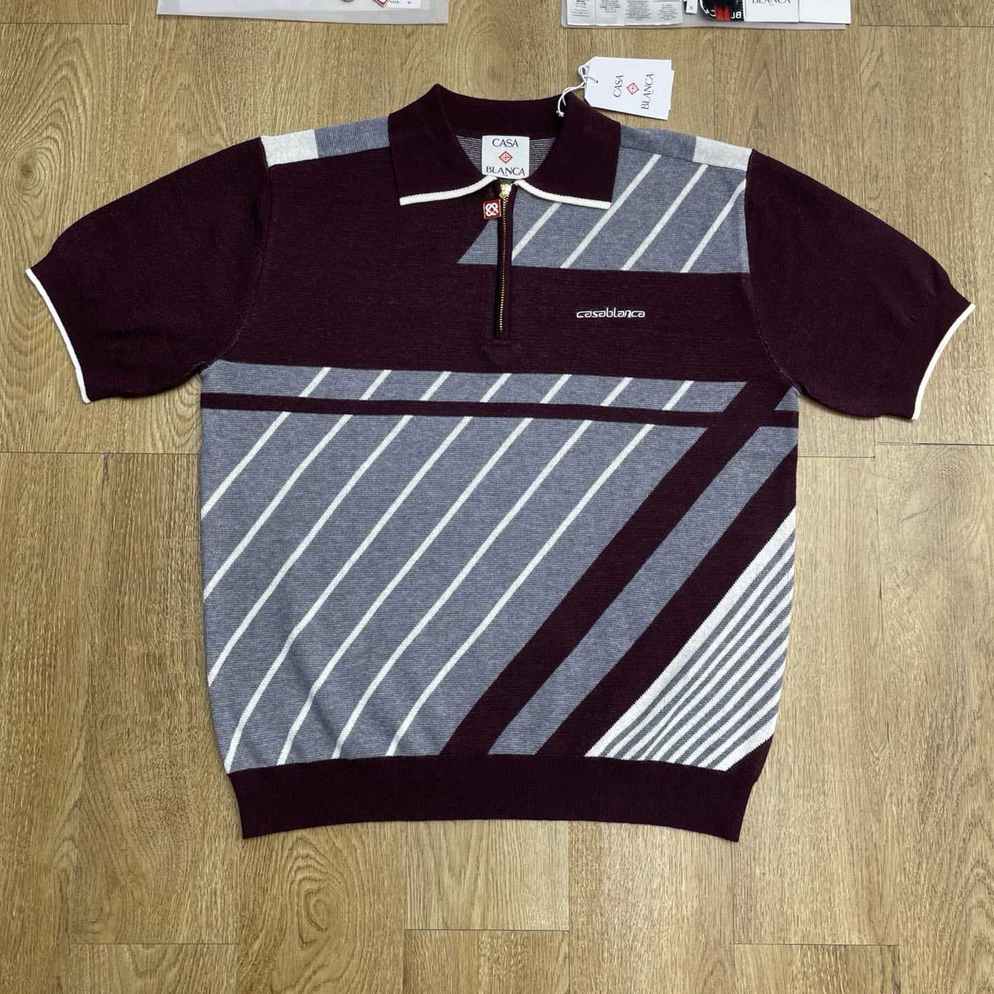 Casablanca Merino Diagonal Tennis Polo   Z6025 - DesignerGu