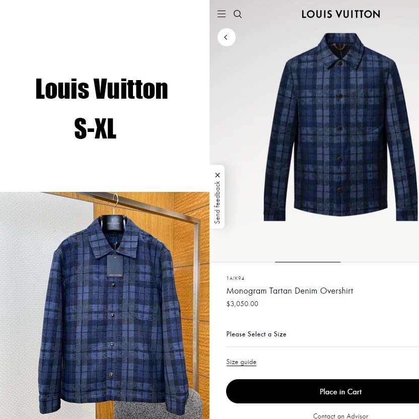 Louis Vuitton Monogram Tartan Denim Overshirt   1AIK94 - DesignerGu