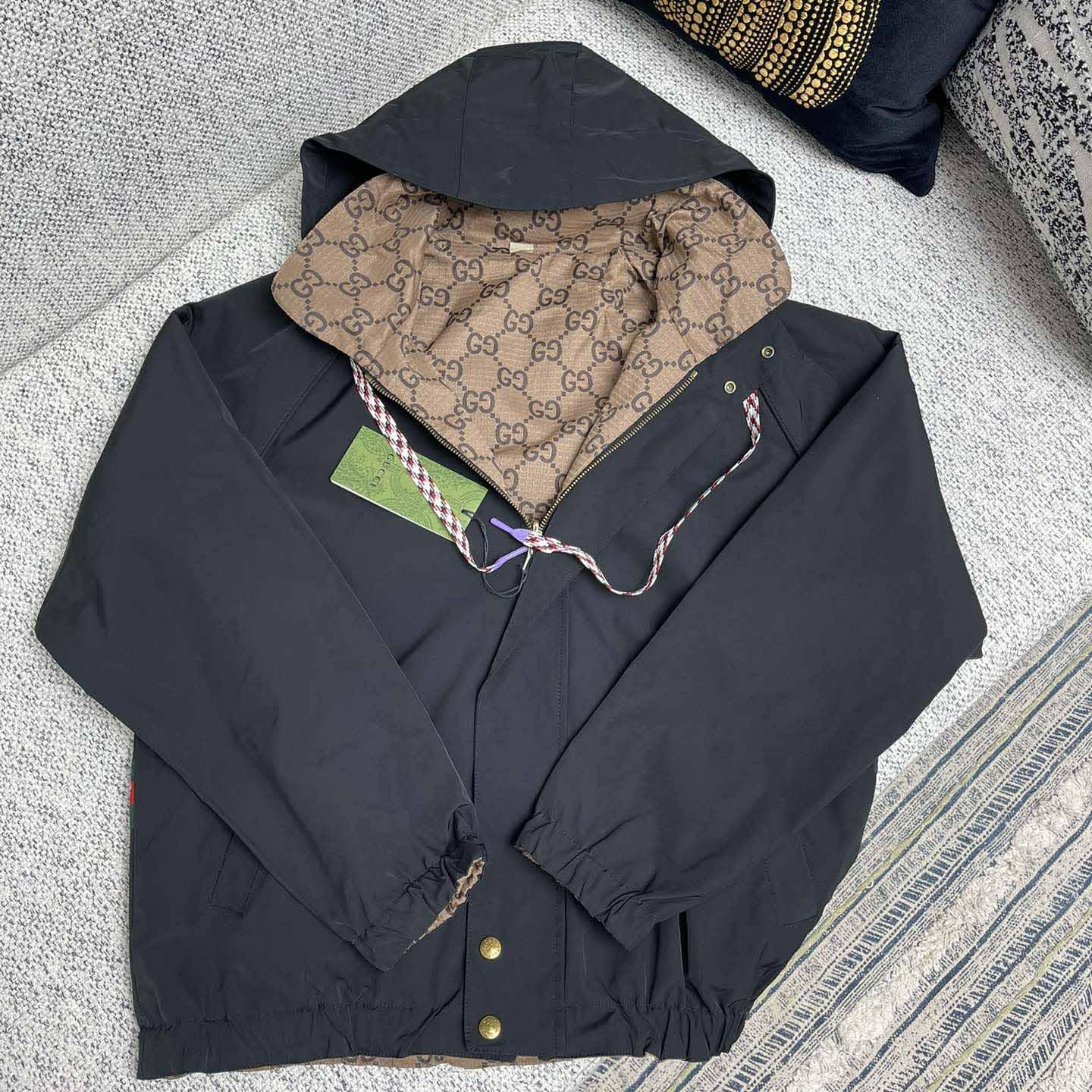 Gucci Reversible Monogrammed Shell Hooded Jacket - DesignerGu